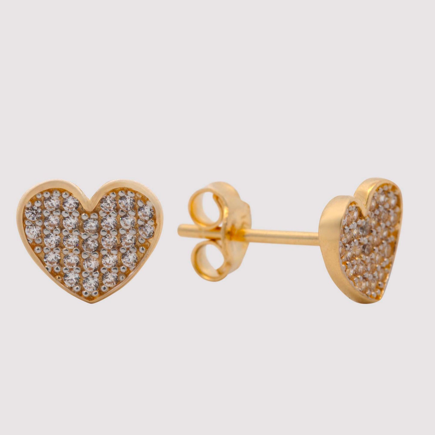 14k Yellow Gold MP CZ Heart Earring