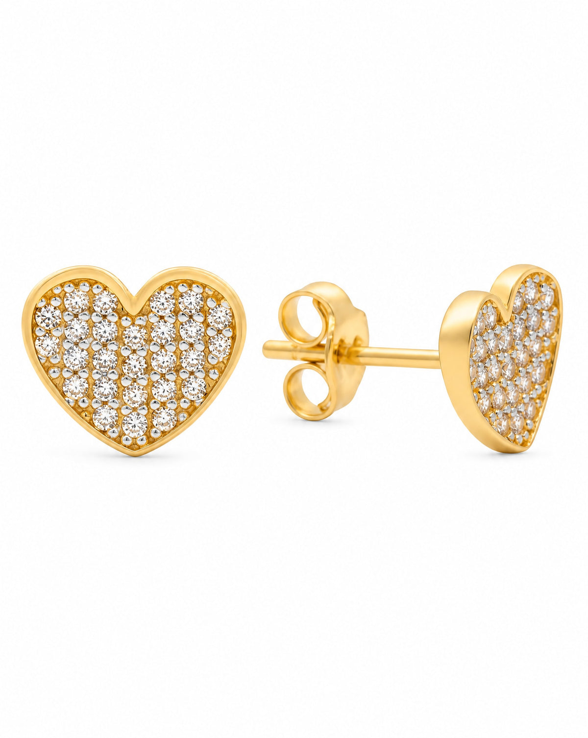 14k Yellow Gold MP CZ Heart Earring