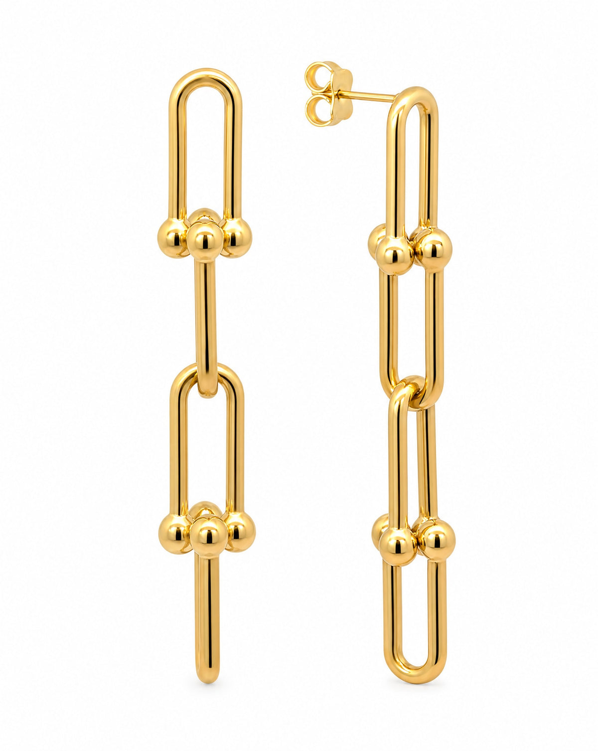 14K Yellow Gold U Link Dangling Earring-1