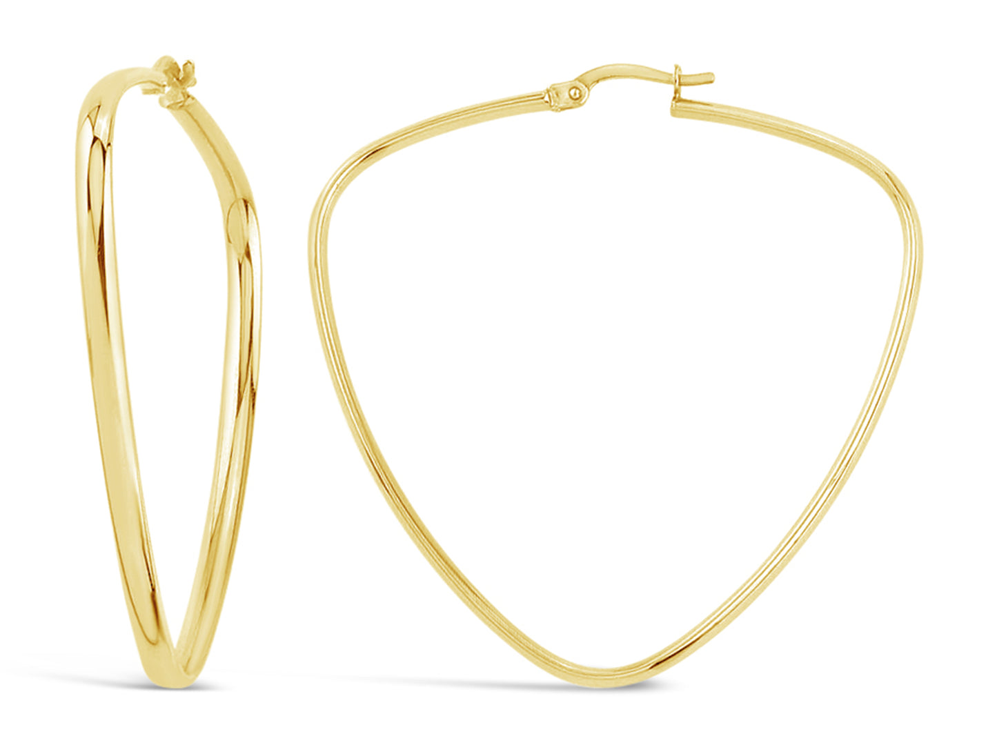 14K Yellow GoldTriangular Hoop Earrings