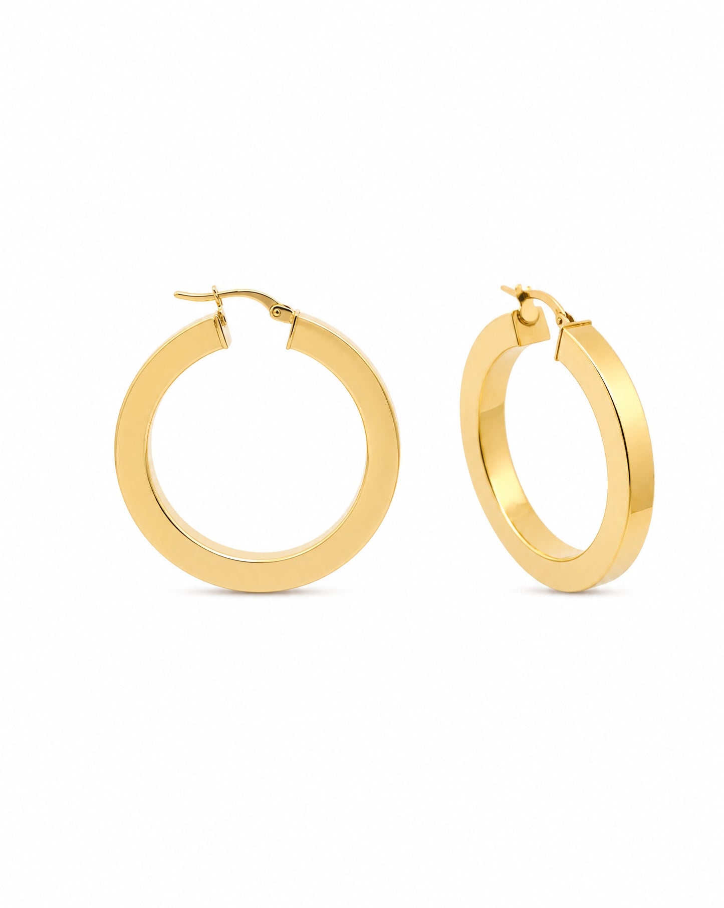 14K Yellow Gold 28MM Square Tube Hoop Earrings