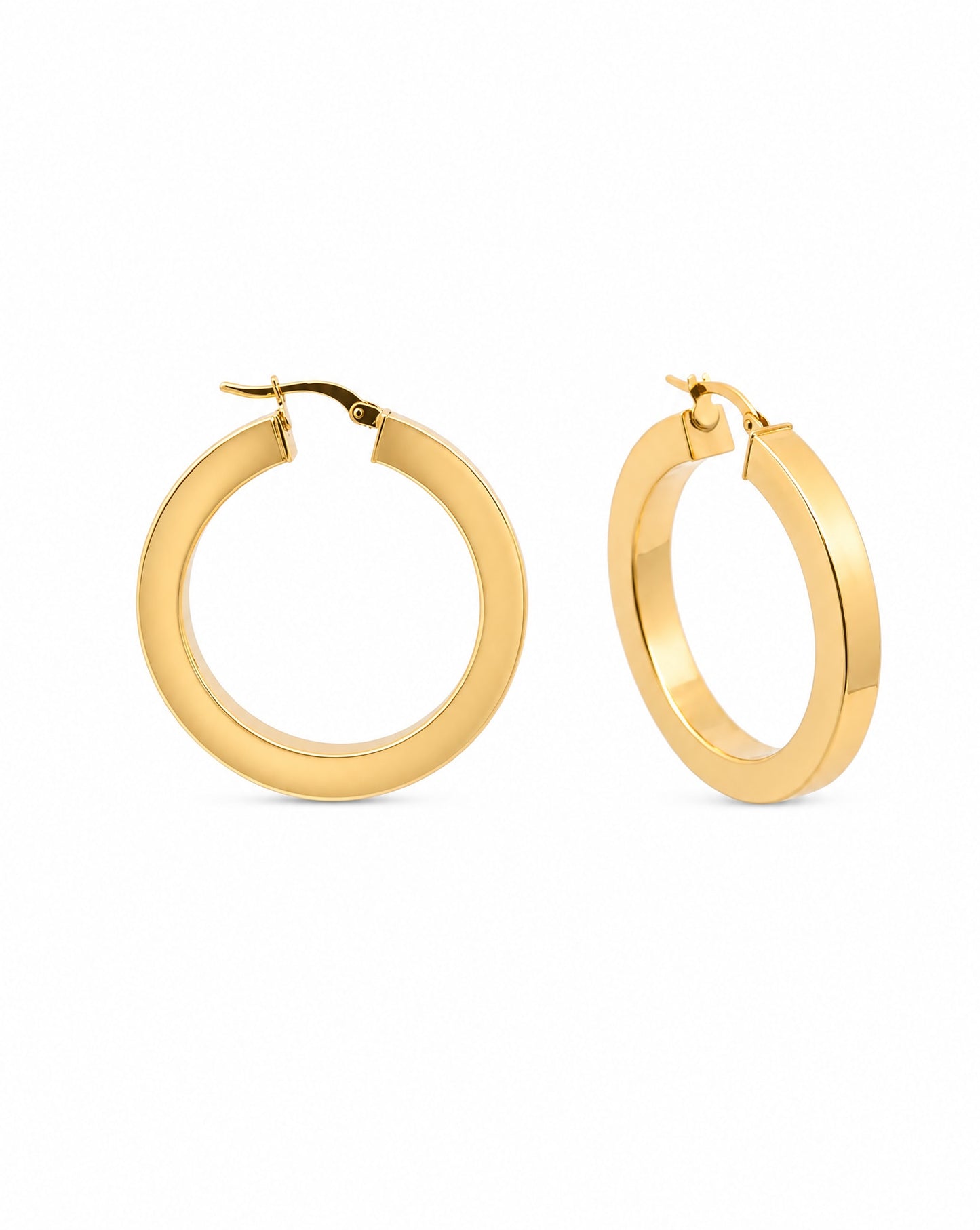 14K Yellow Gold 32MM Square Tube Hoop Earrings