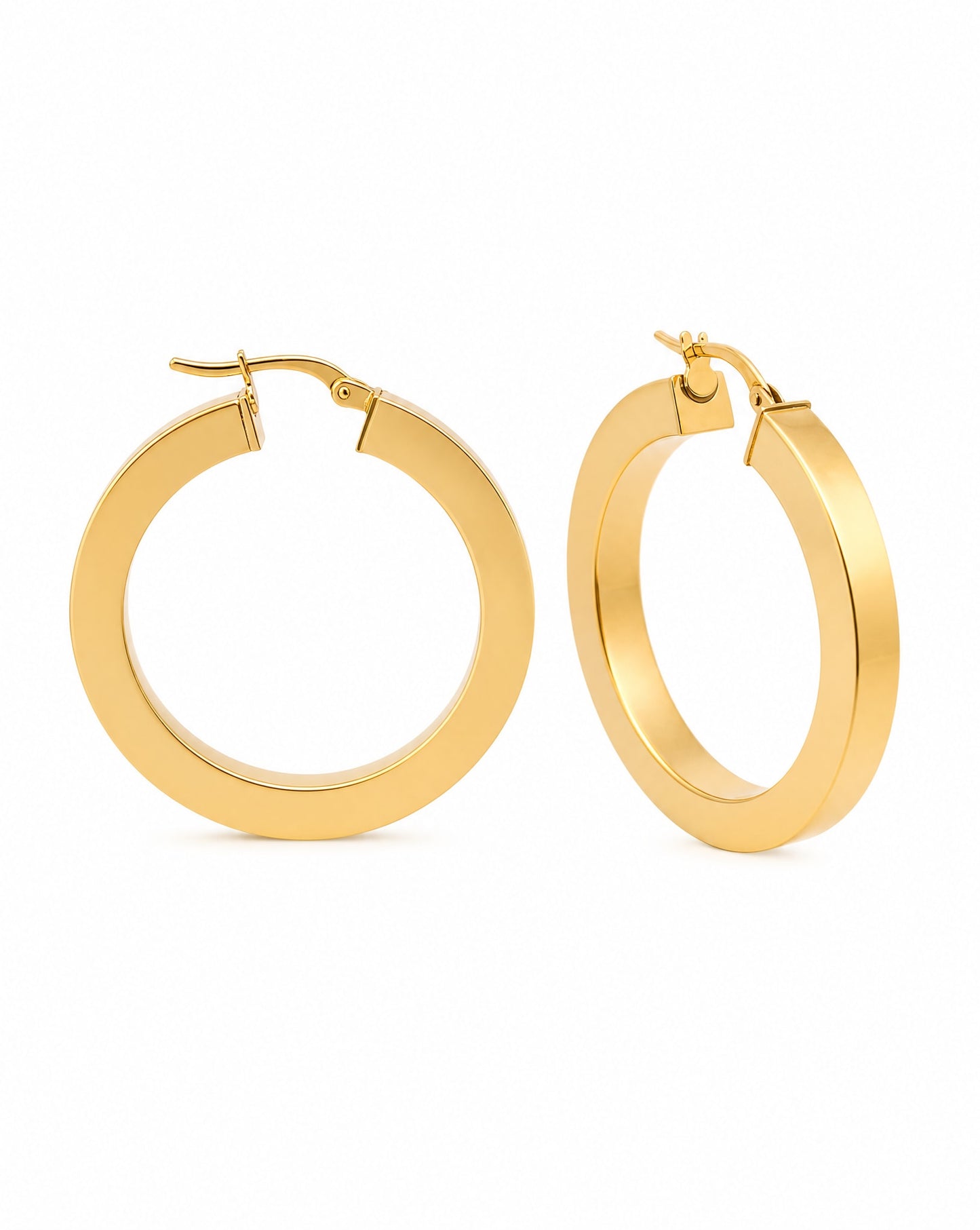 14K Yellow Gold 36MM Square Tube Hoop Earrings