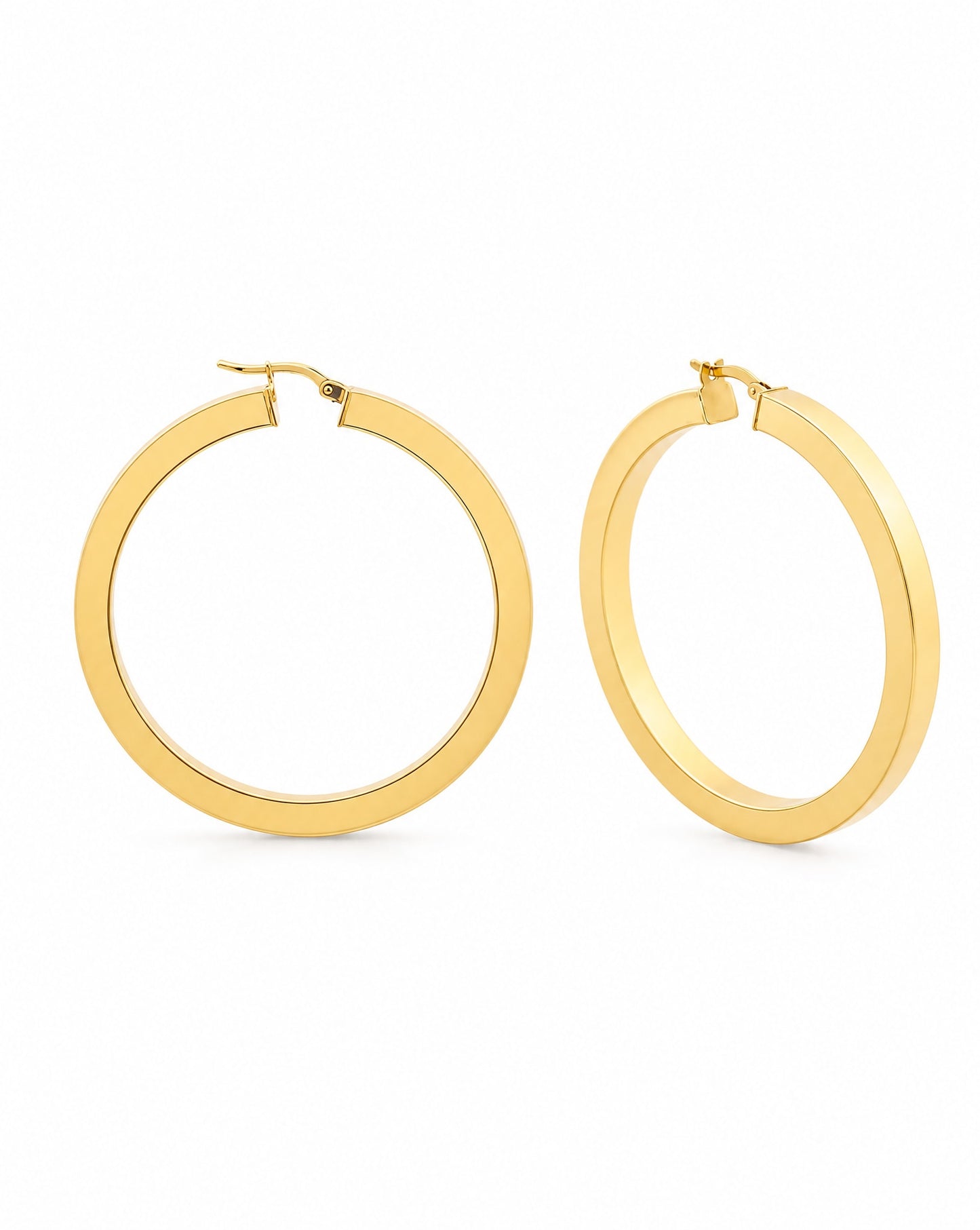 14K Yellow Gold 42MM Square Tube Hoop Earrings