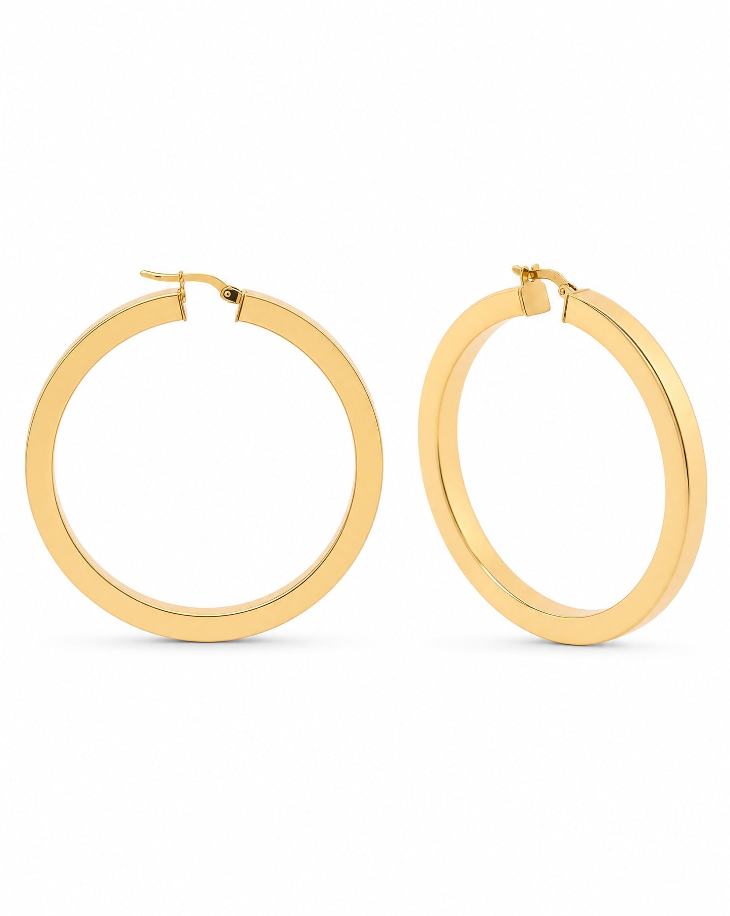 14K Yellow Gold 52MM Square Tube Hoop Earrings