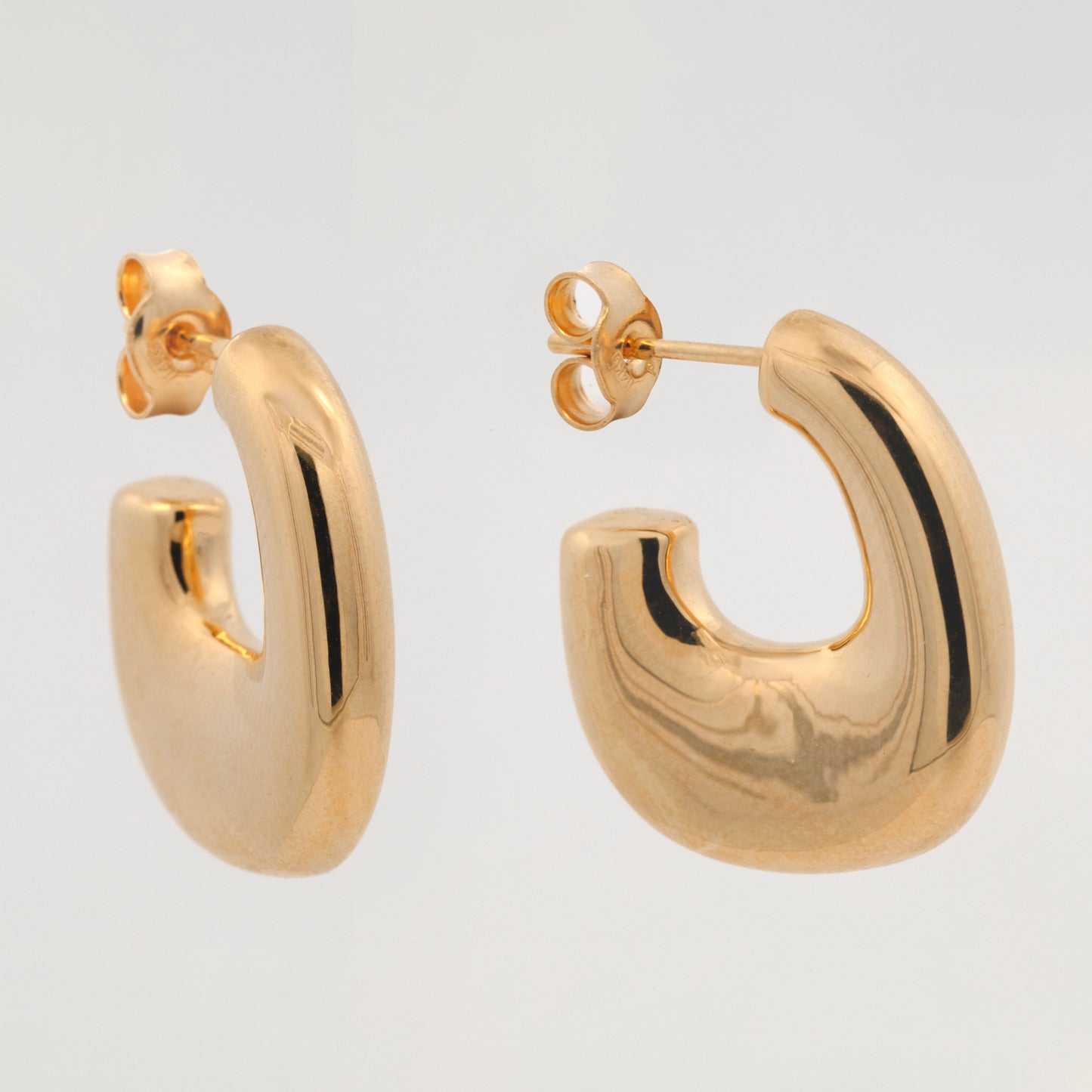 14K Yellow Gold Unique J-Hoop Earrings
