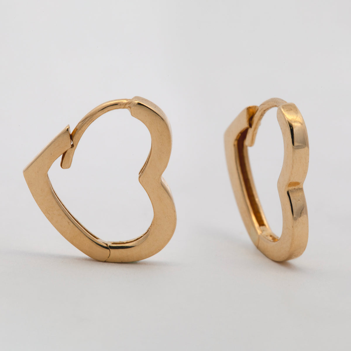 14K Yellow Gold Tilted Heart-Shaped Huggie Earrings