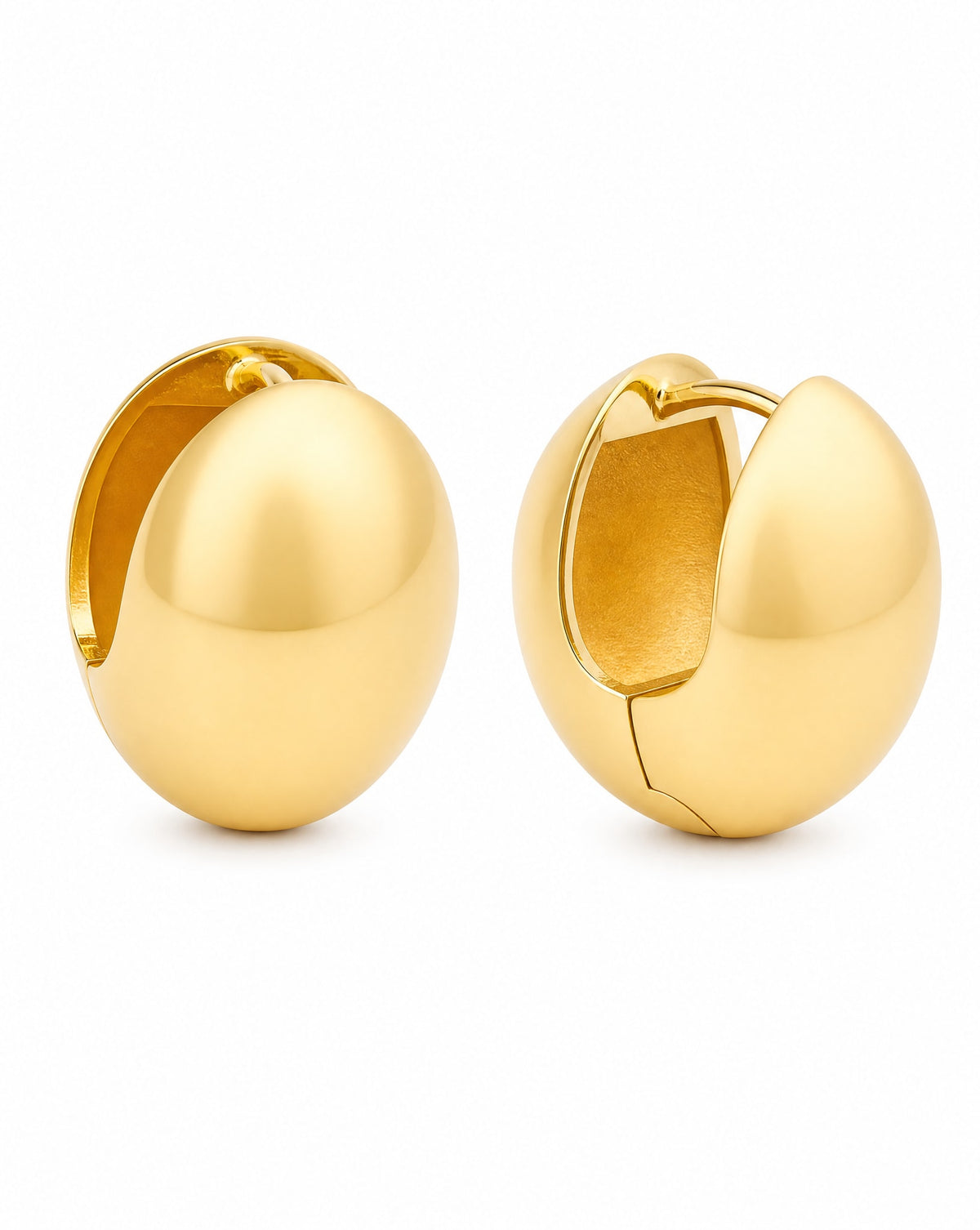 14K Yellow Gold Chunky Round Huggies Earring