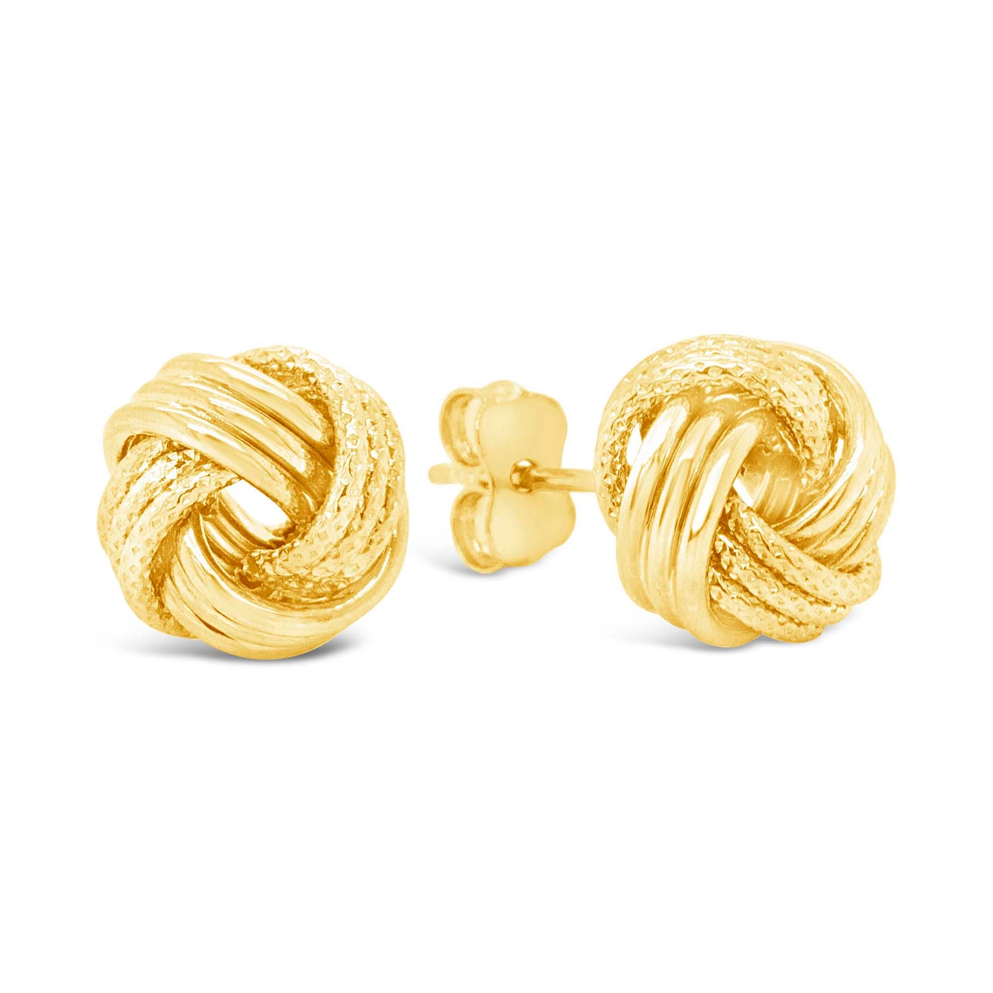 14K Yellow Gold Diamond Cut Knot Earring