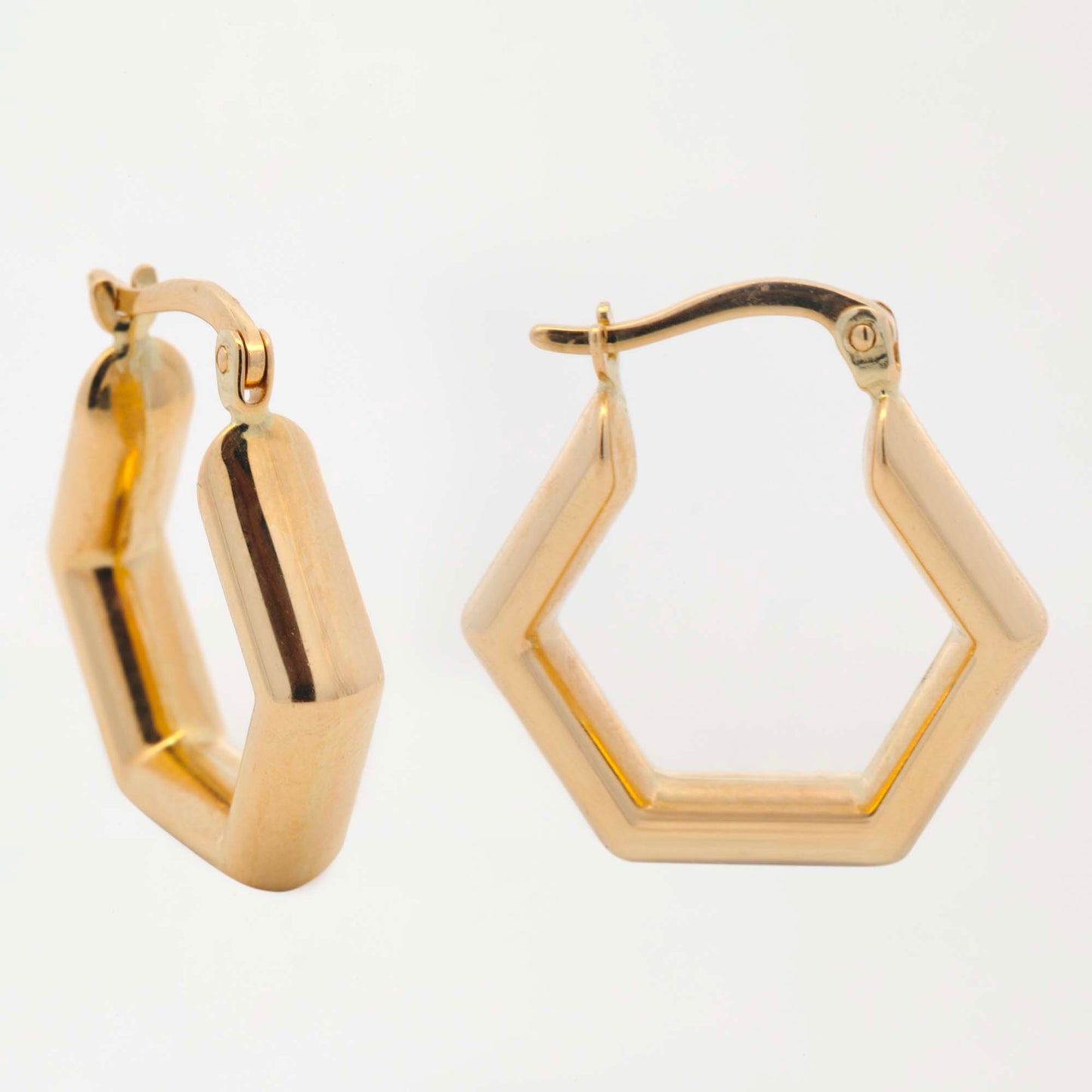 14k Yellow Gold Fancy Geometric Hoop Earring