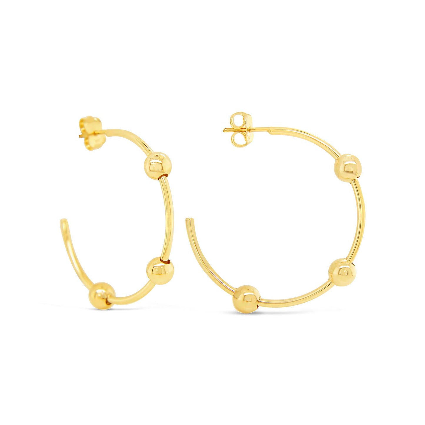 14k Yellow Gold Small Beaded Hoop Earring