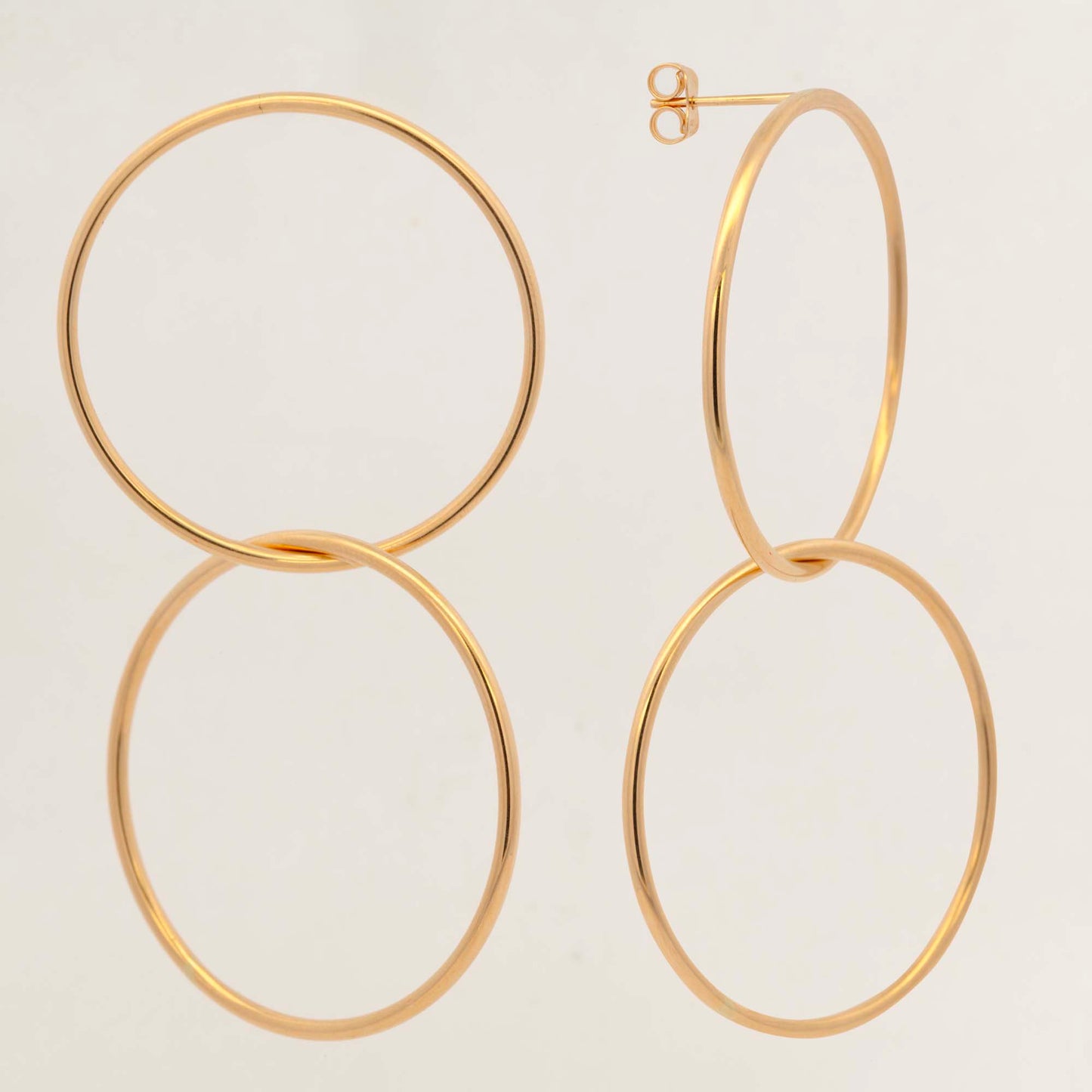 14k Yellow Gold Double Link Hoop Earring
