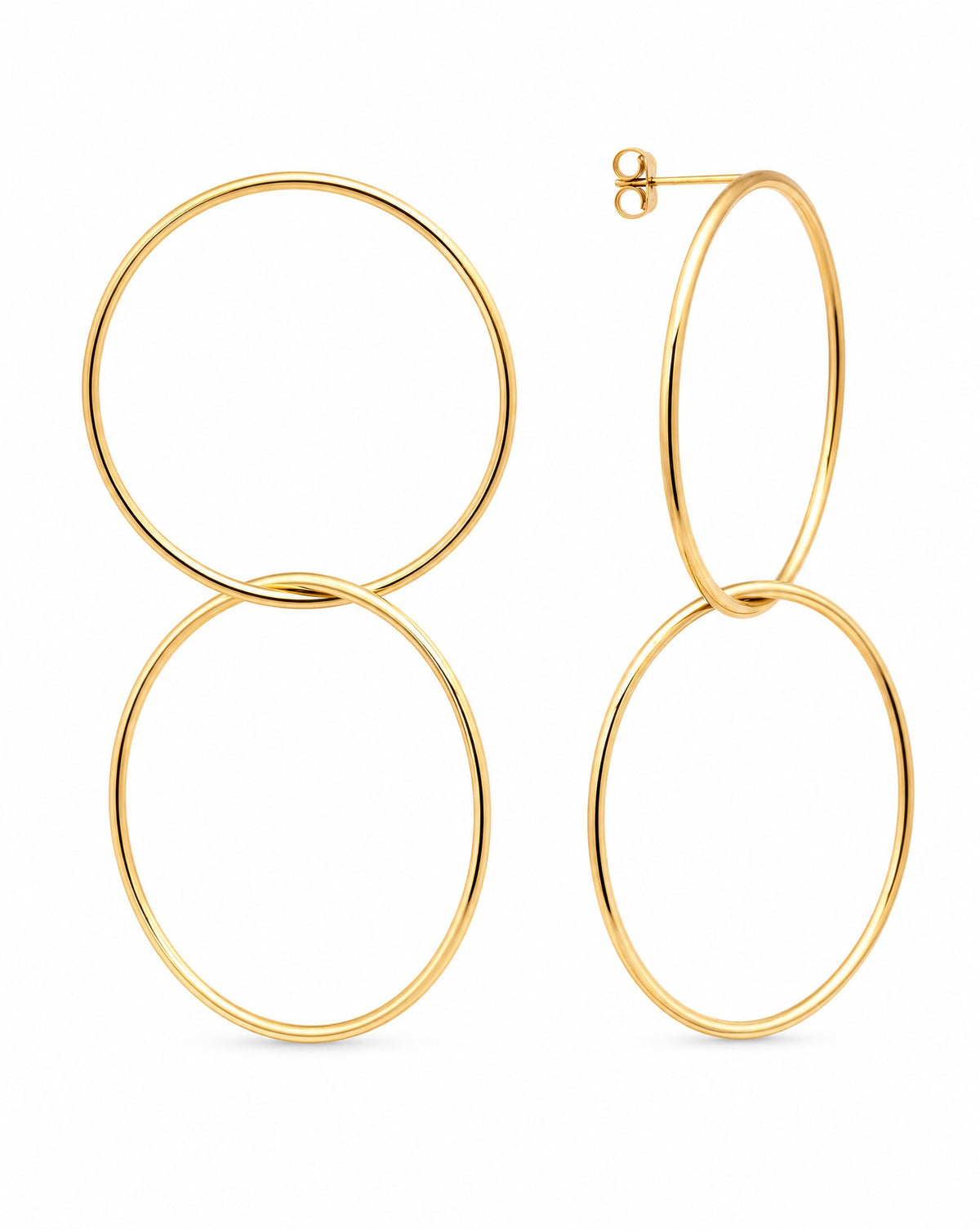 14k Yellow Gold Double Link Hoop Earring