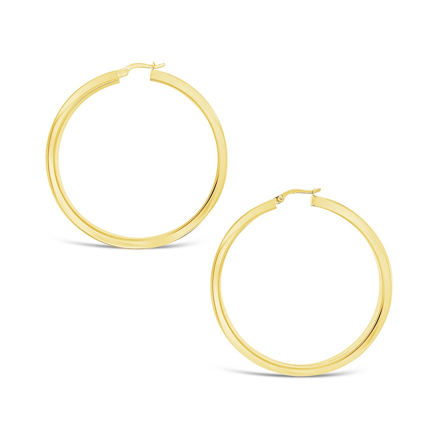 14k Yellow Gold 40 mm Round Squared Tube Hoop Earring