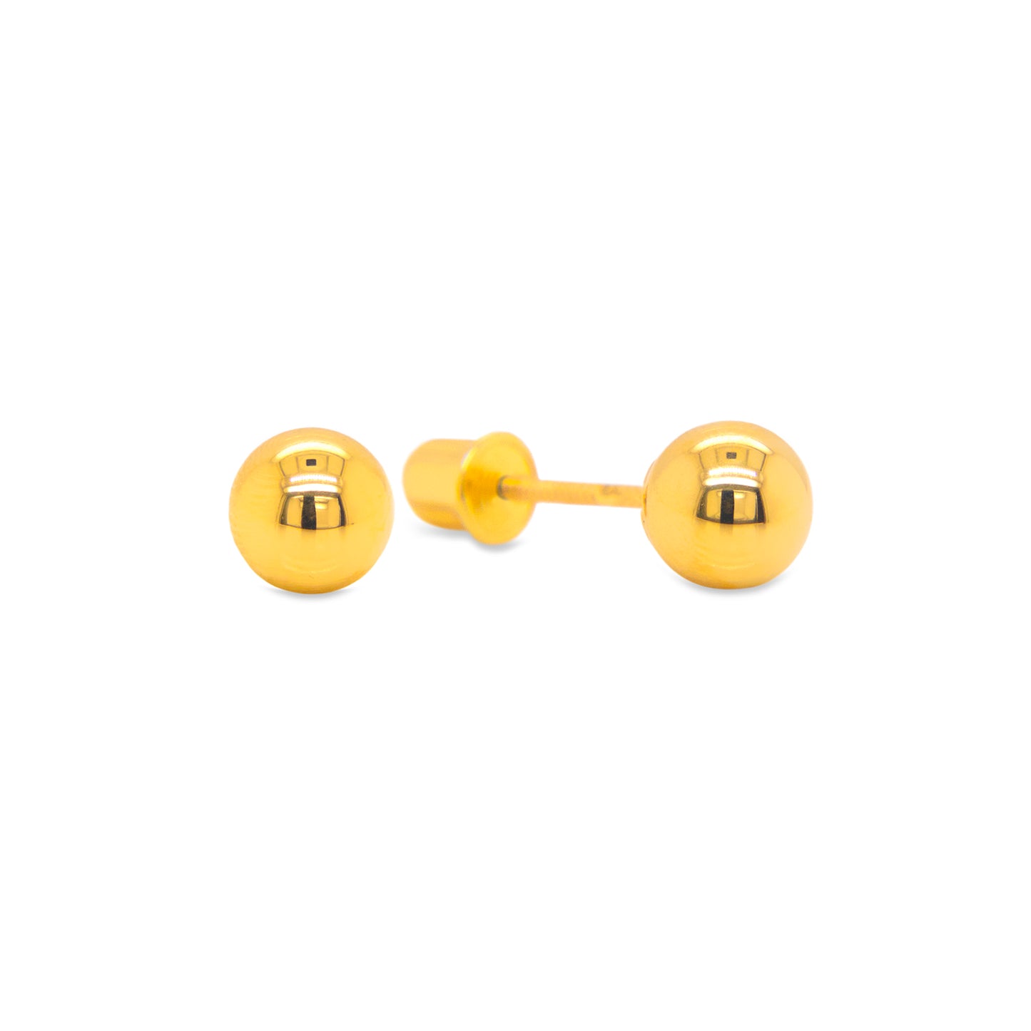 14K Yellow Gold 3mm Plain Ball Screwback Earrings