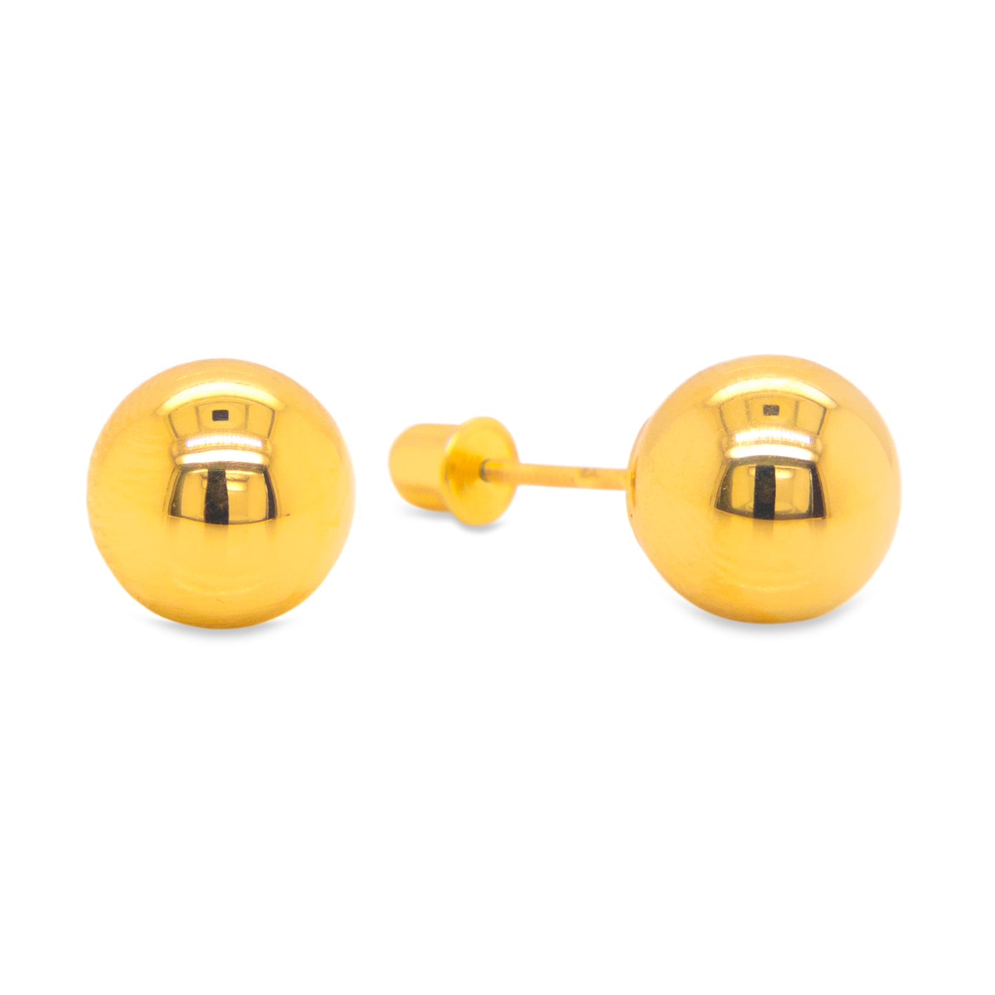 14K Yellow Gold 7mm Plain Ball Screwback Earrings