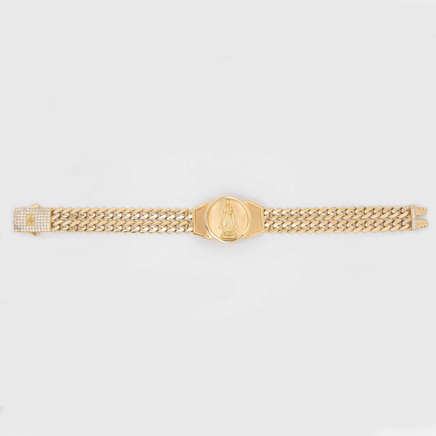 14k Yellow Gold Caridad Virgin Monaco Men's Bracelet