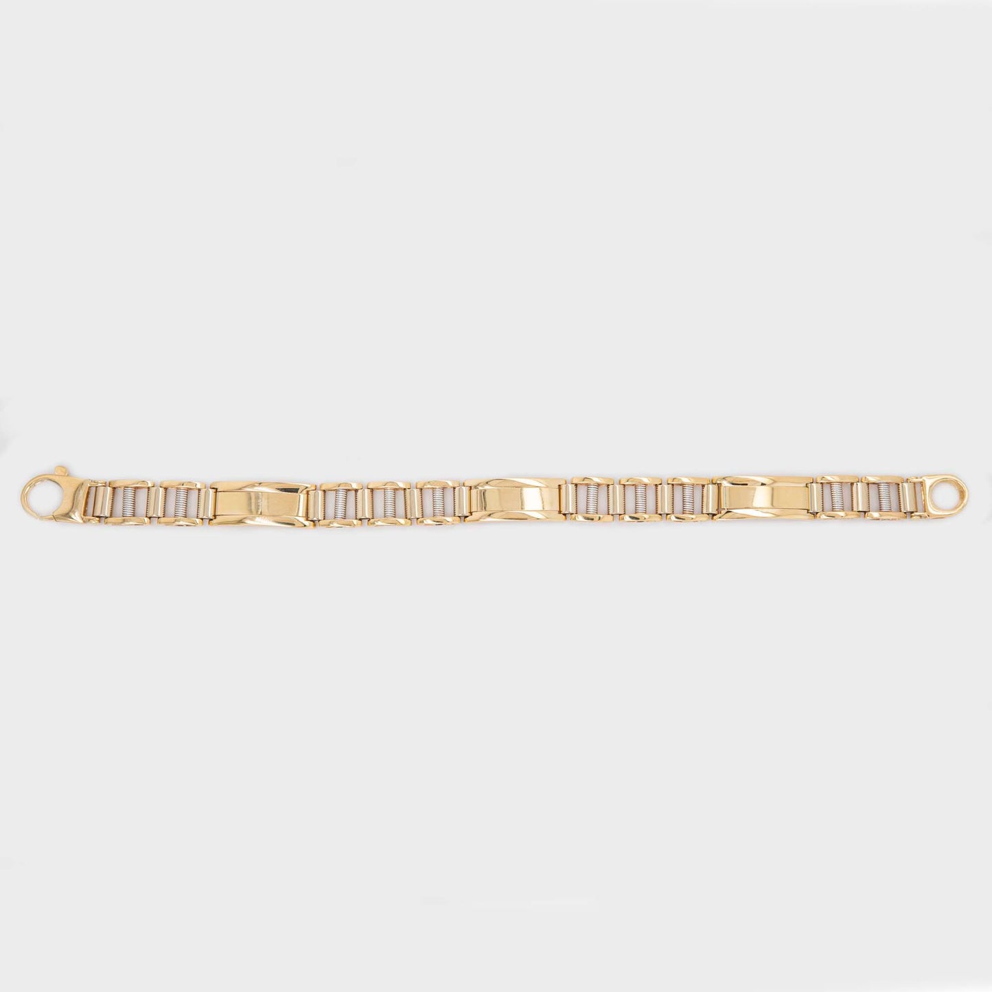 14k 2 Tones Gold Bars Men's Bracelet