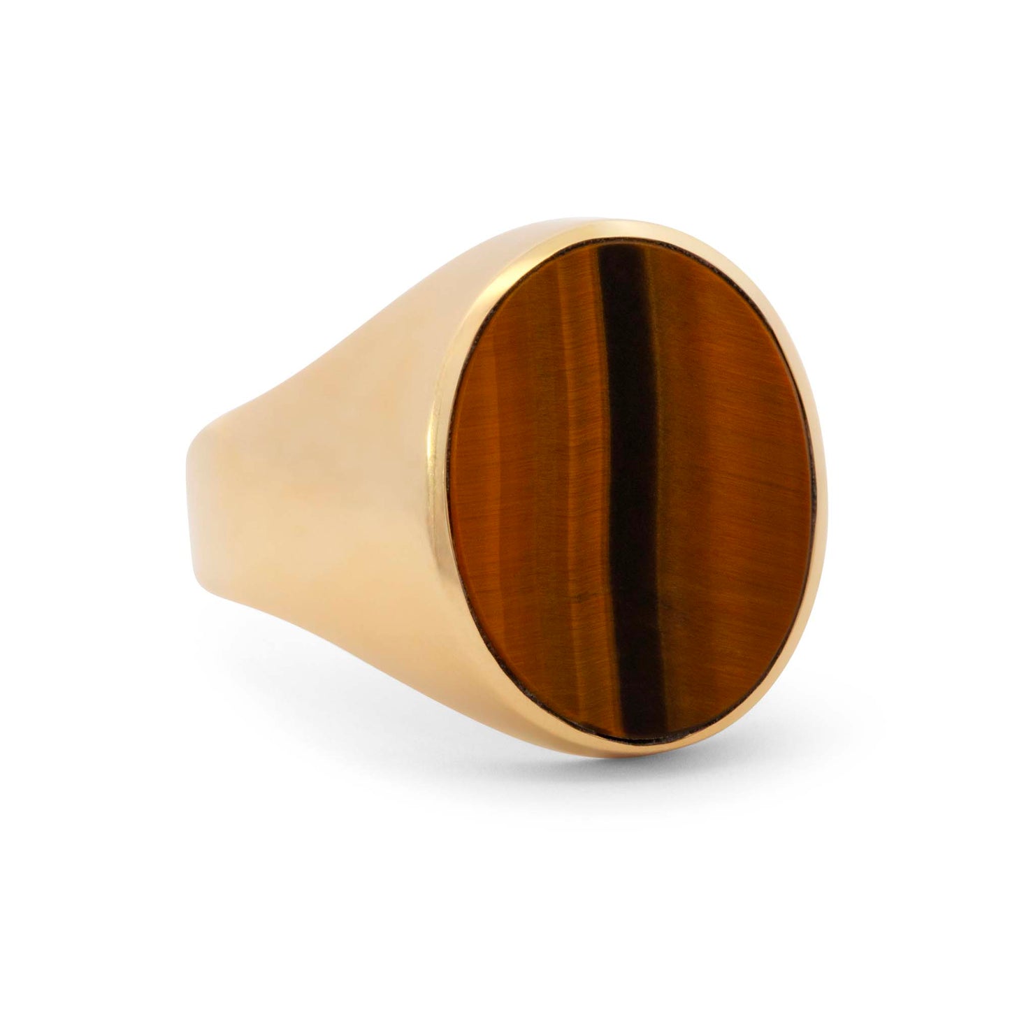 14K Yellow Gold Tiger's Eye Stone Men's Ring