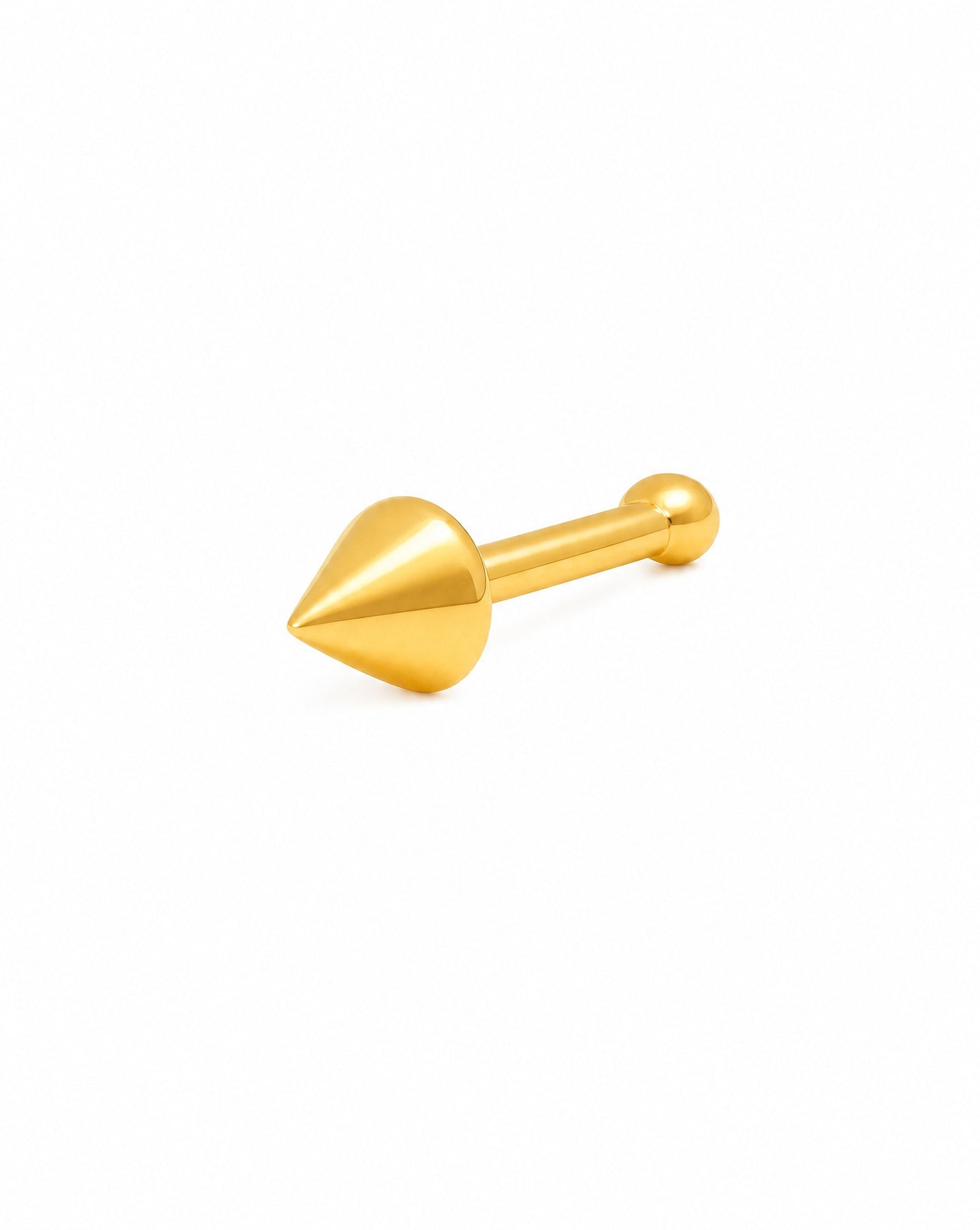 14K Yellow Gold Spike Nose Ring