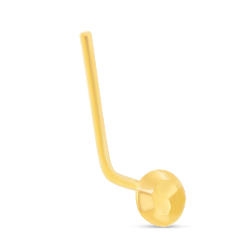 14K Yellow Gold Polished Ball L-Bar Nose Ring-1