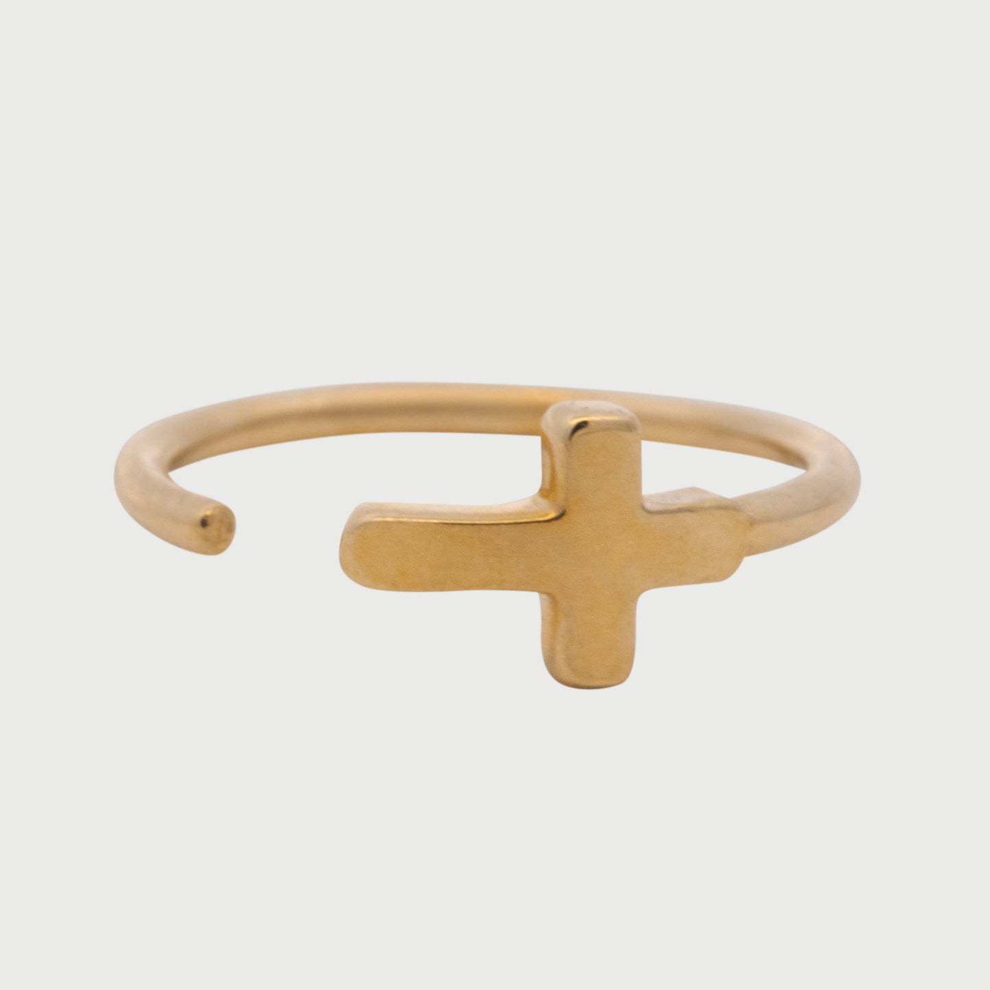 14K Yellow Gold Polished Cross Nose Ring Hoop