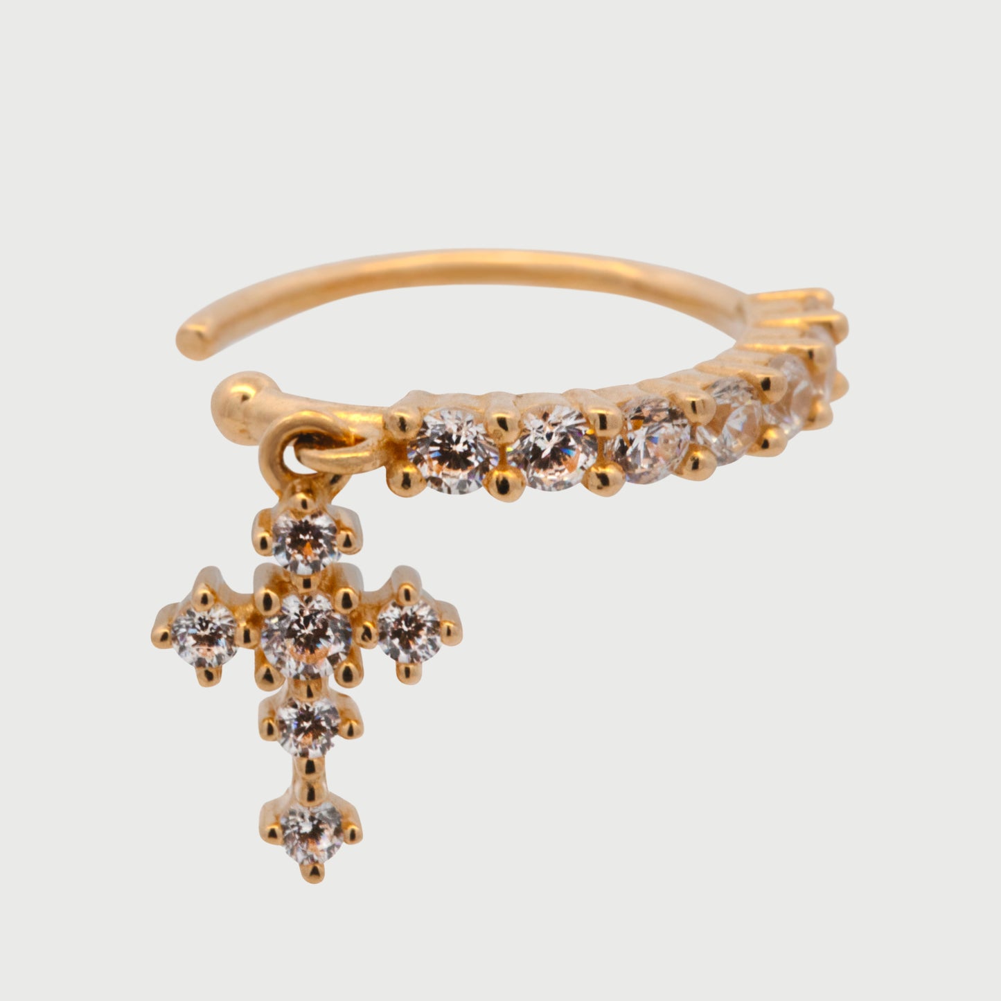 14K Yellow Gold Multi-Color CZ Nose Ring Hoop-1