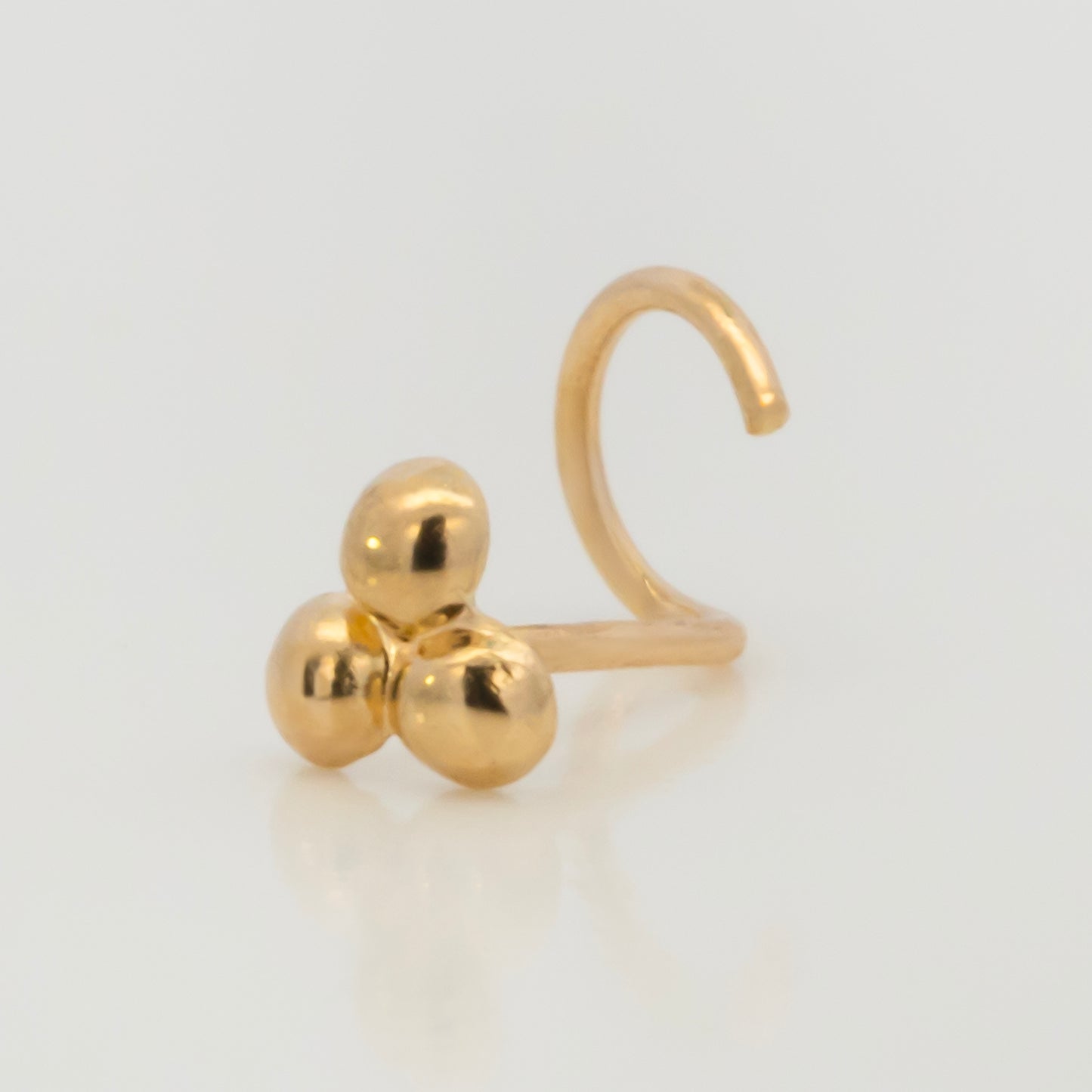 14K Yellow Gold Polished Triple Cluster Nose Curved Ring