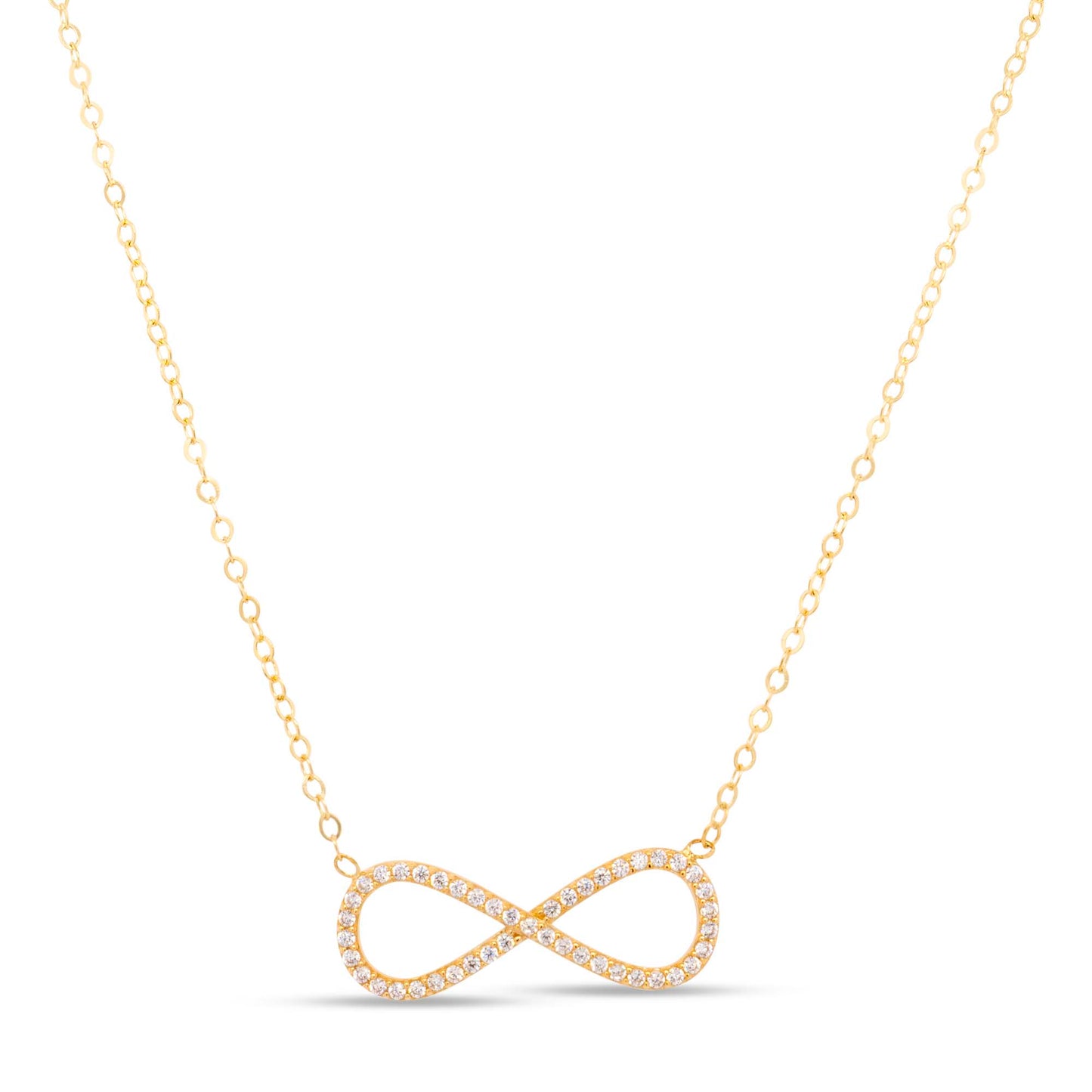 14K Yellow Gold Infinity Pave CZ Necklace