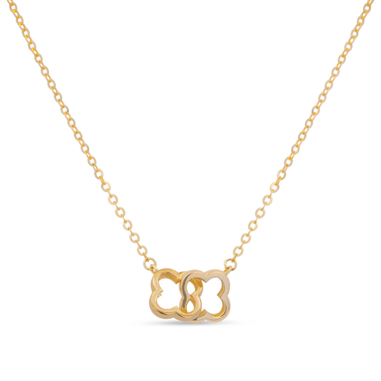14K Yellow Gold Interconnected Clover Necklace