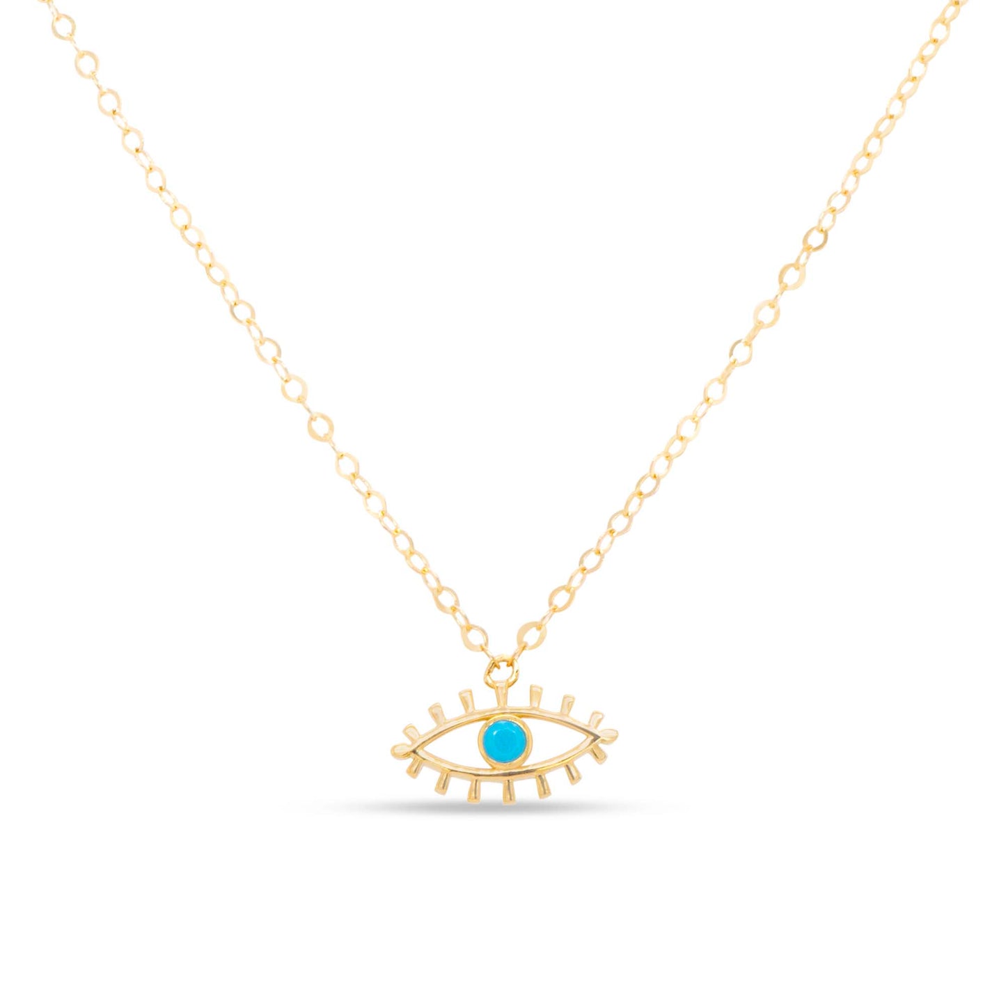 14K Yellow Gold Evil Eye Turquoise Necklace