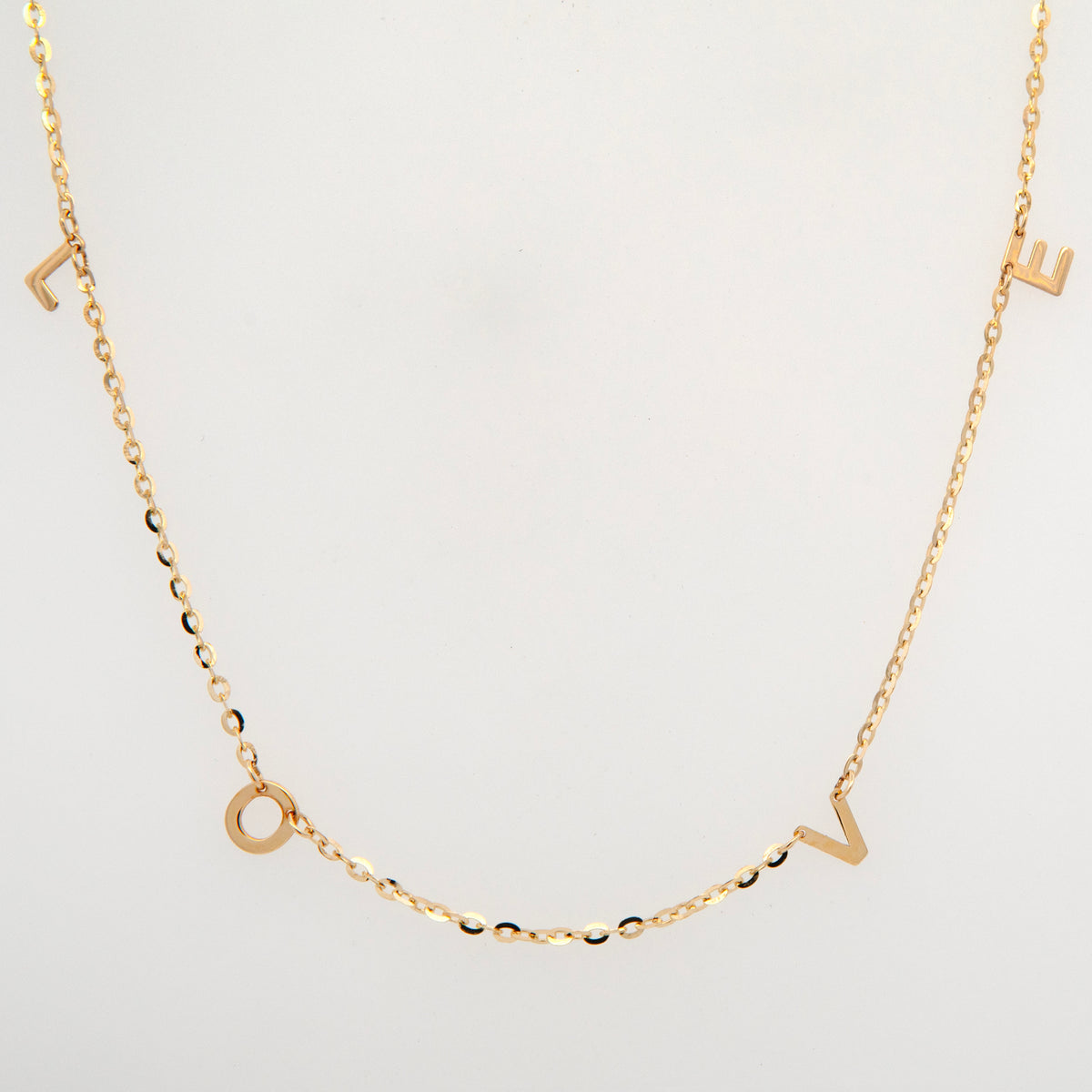 14K Yellow Gold "LOVE" Station Necklace