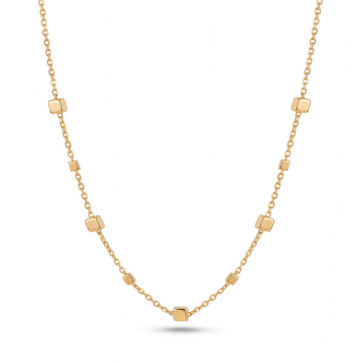 14K Yellow Gold Cubes By The Yard Necklace