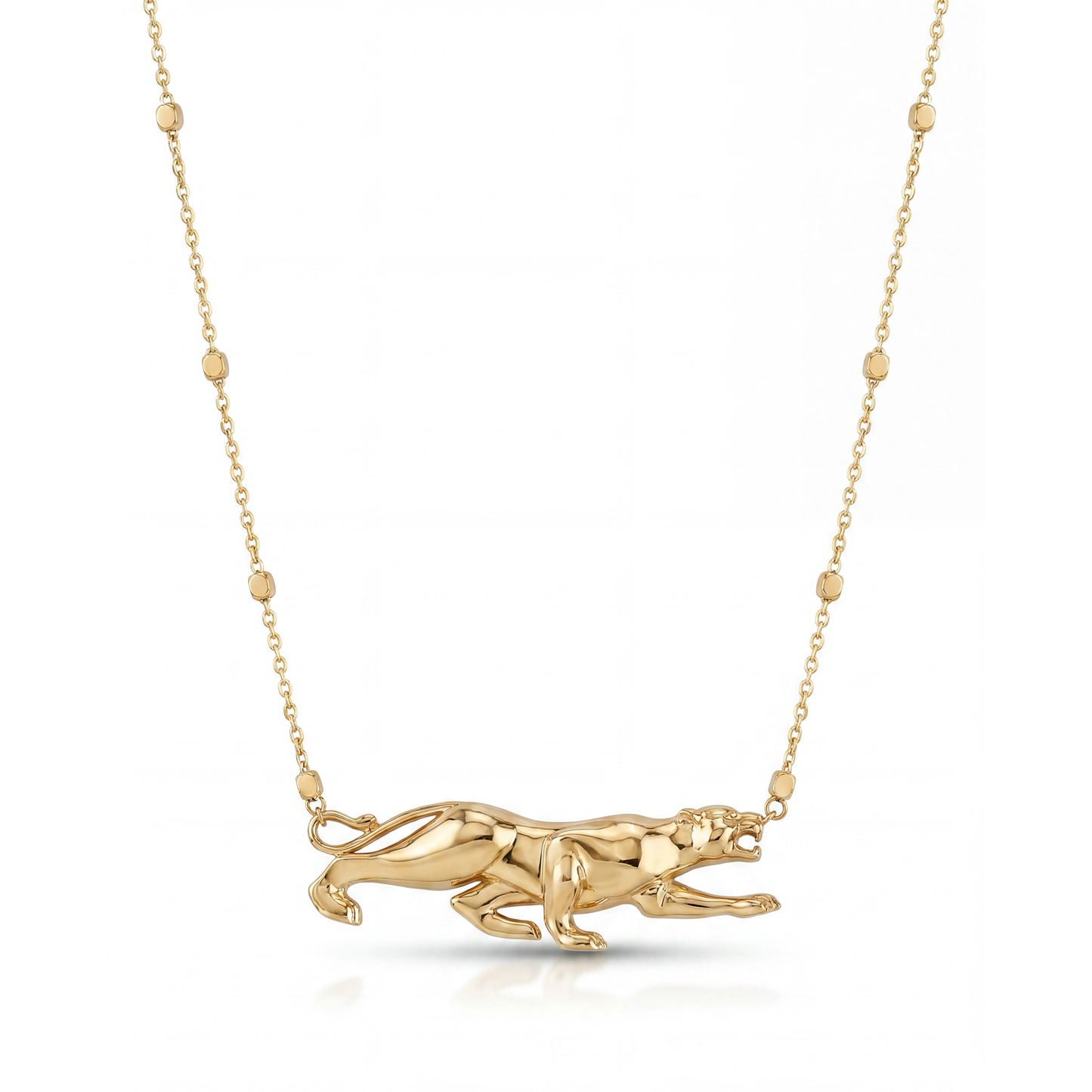 14K Yellow Gold Full Body Panther Necklace