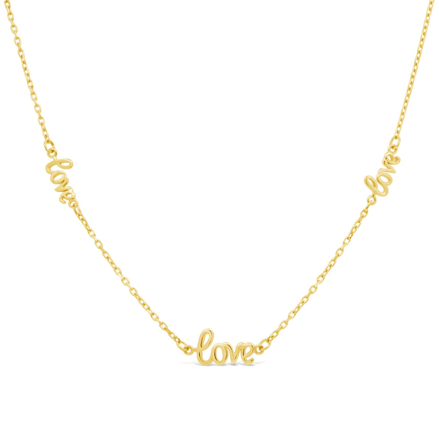 14K Yellow & White Gold Love Word Station Necklace