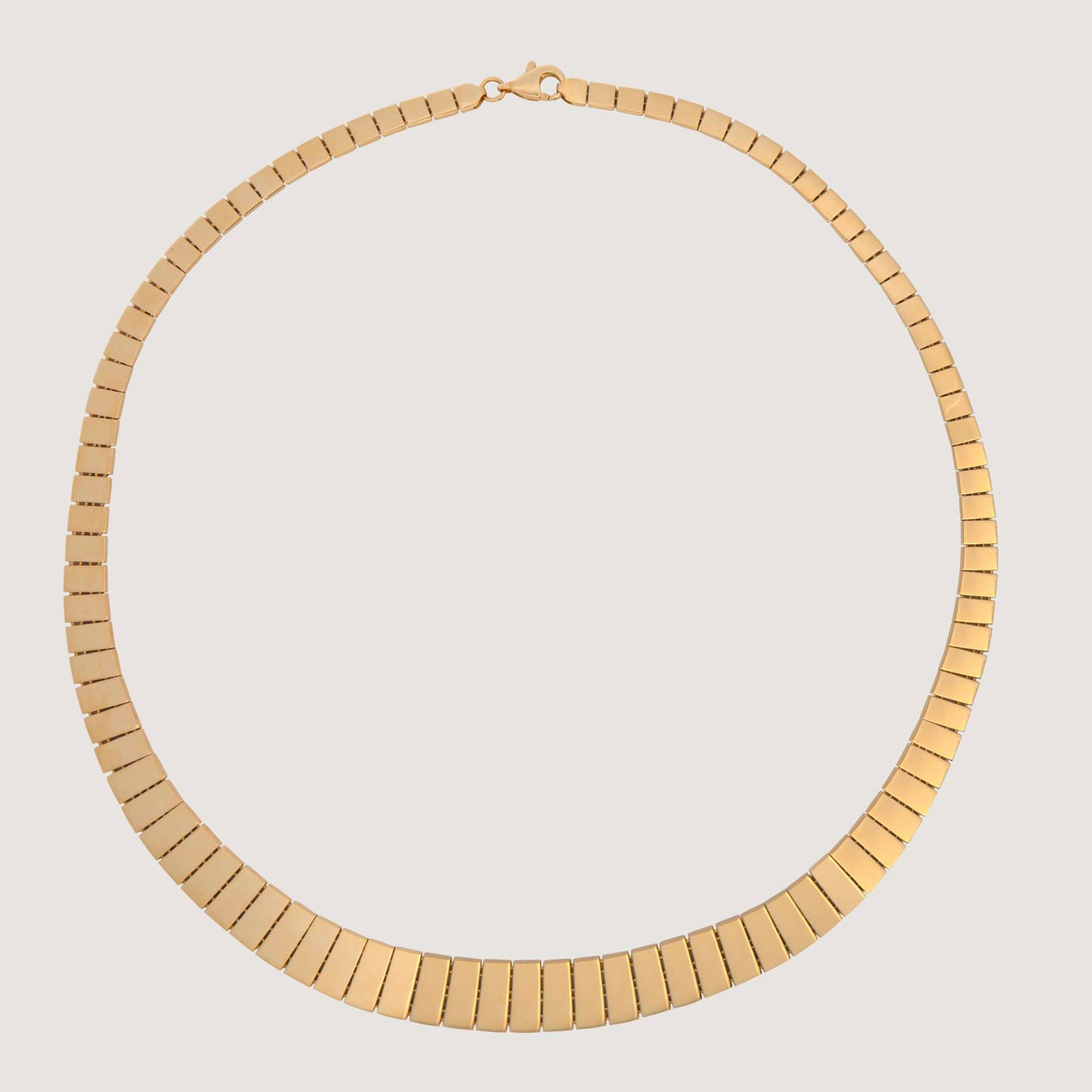 14K Yellow Gold Graduated Flat Brick Omega Necklace
