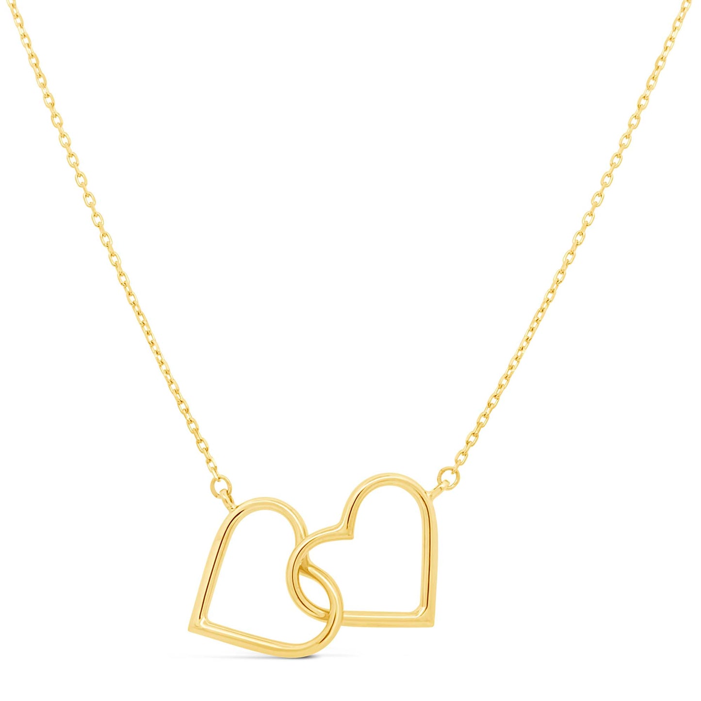14K Yellow Gold lnterlocking Hearts Necklace