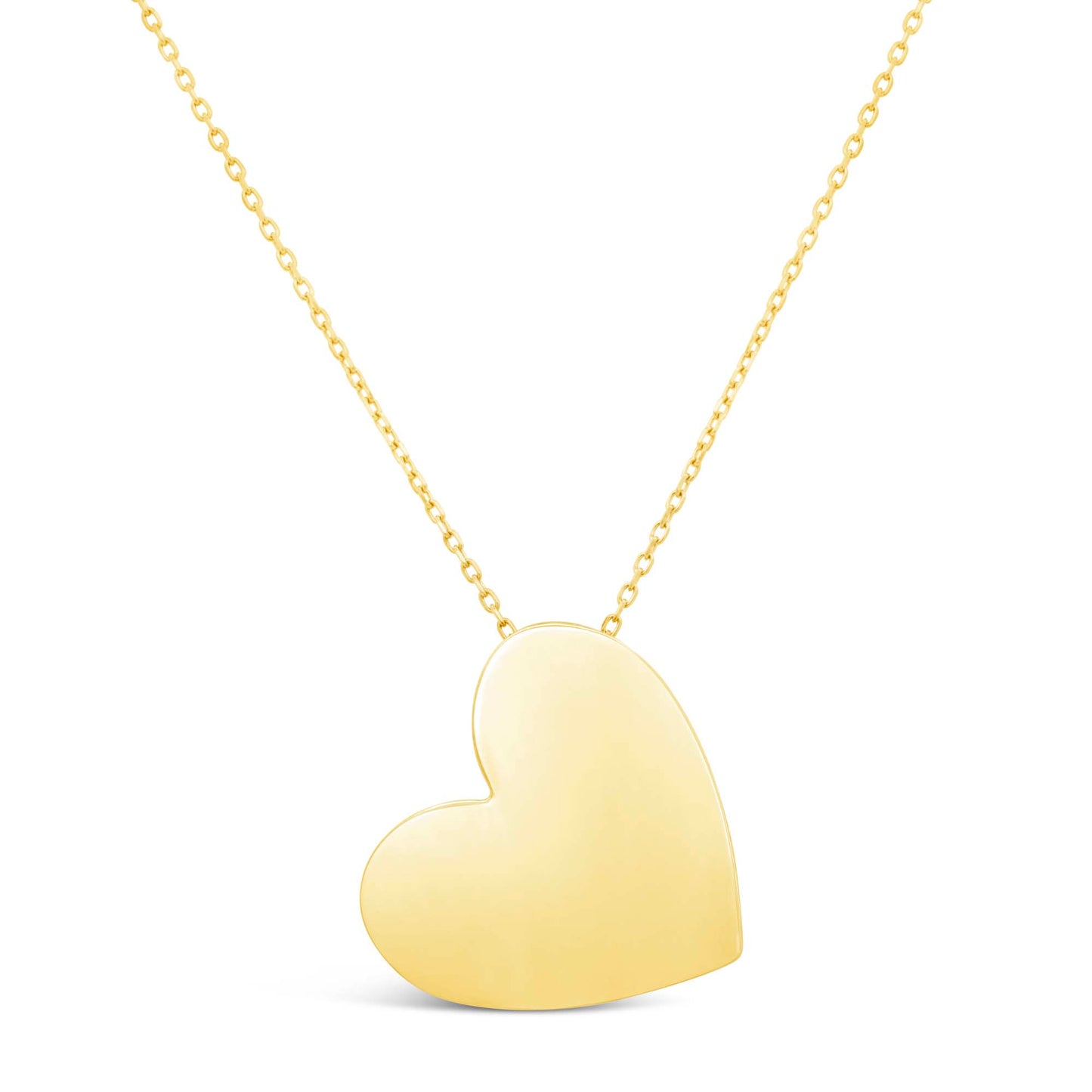 14K Yellow Gold Large Titlted Heart Necklace