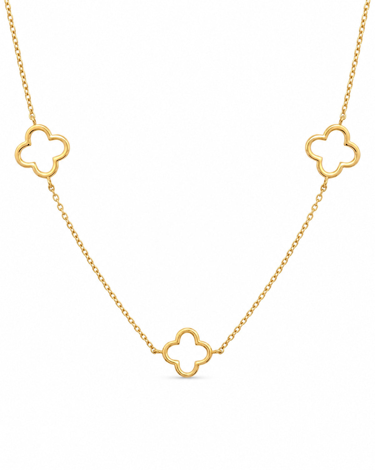 14K Yellow Gold Open Clover Necklace 2