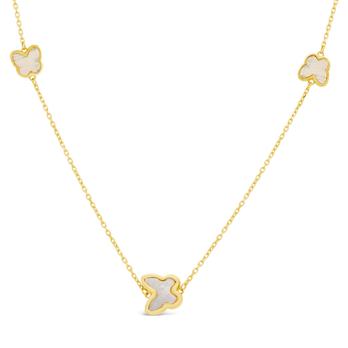 14K Yellow Gold Mother of Pearl Butterfly Necklace