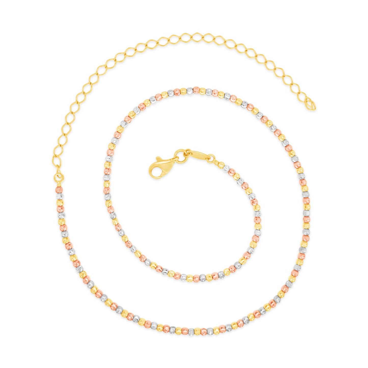 14K Yellow, White, & Rose Gold Moon Cut Beads Choker Necklace