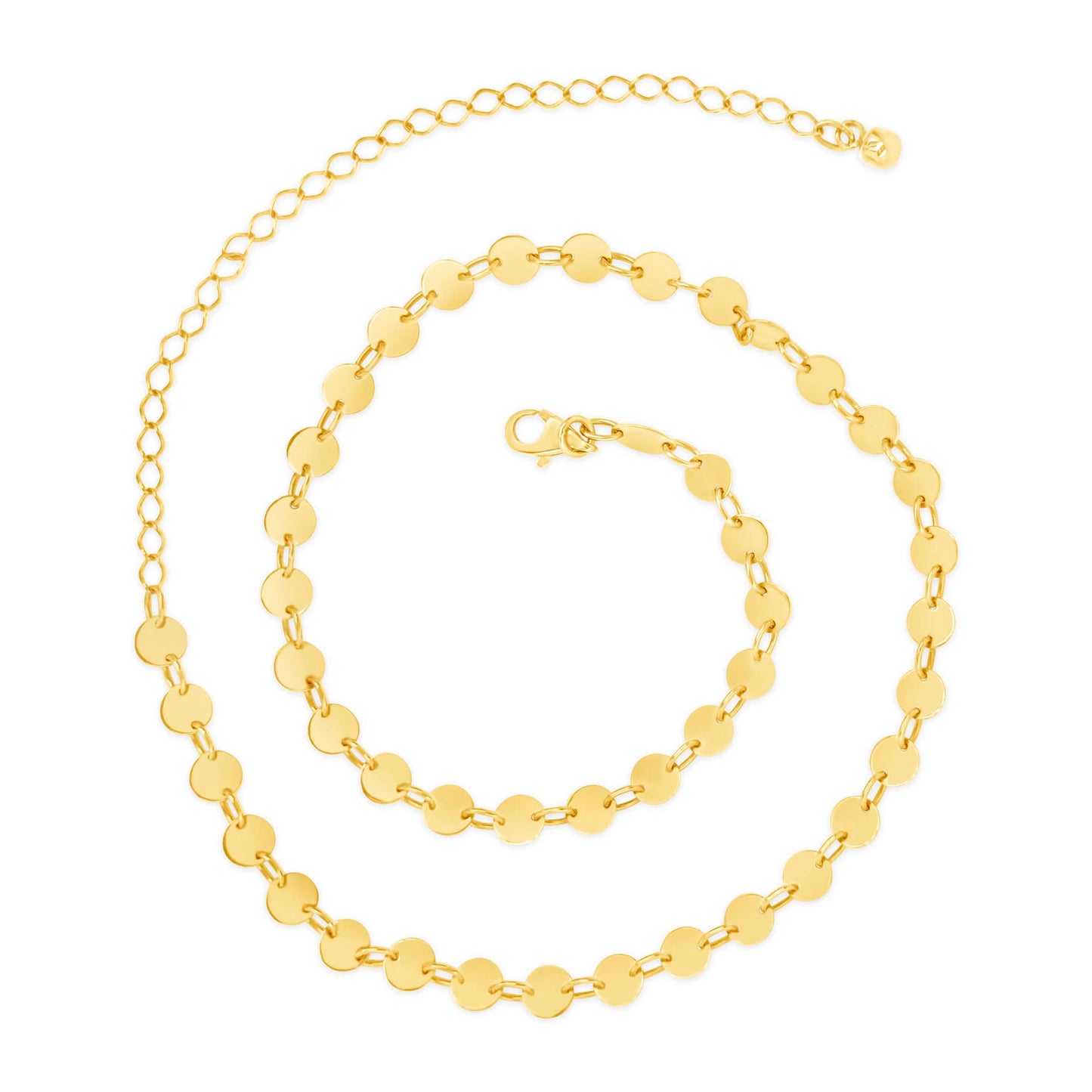 14K Yellow Gold Coin Link Chain Necklace