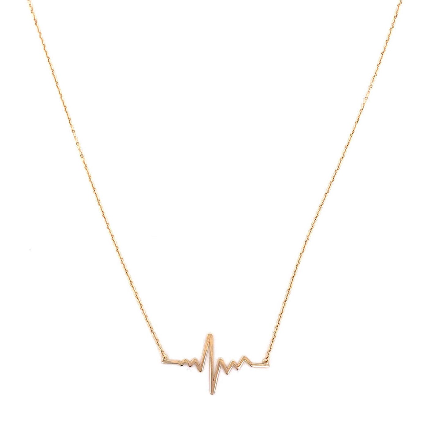 14K Yellow Gold Heart Beat Necklace