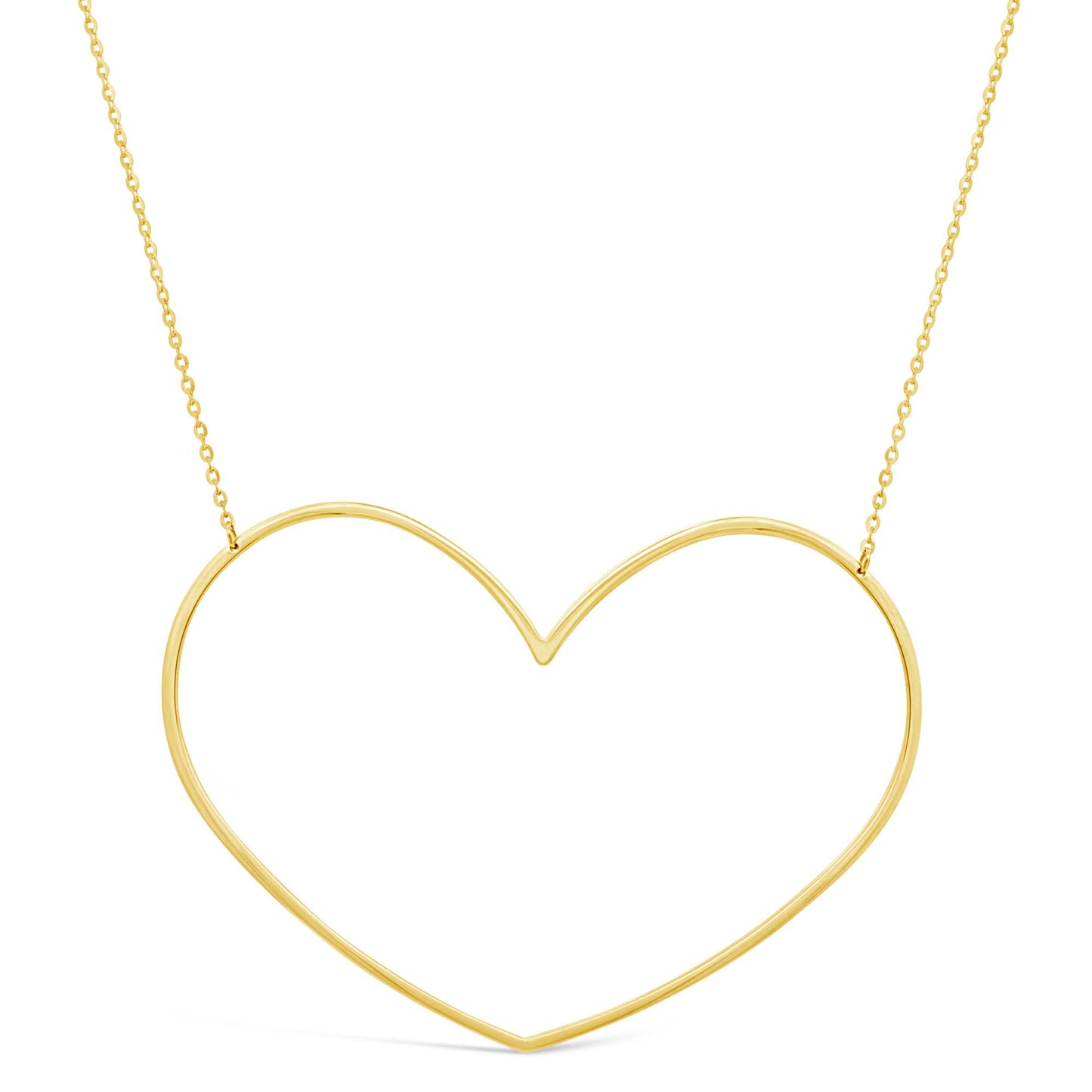 14K Yellow Gold Large Open Heart Necklace