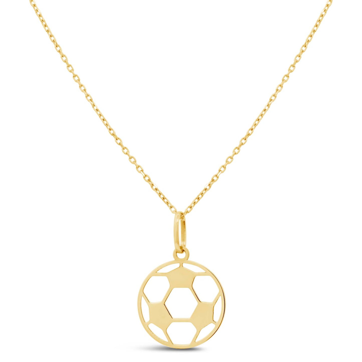 14K Yellow Gold Open Soccer Ball Pendant Necklace