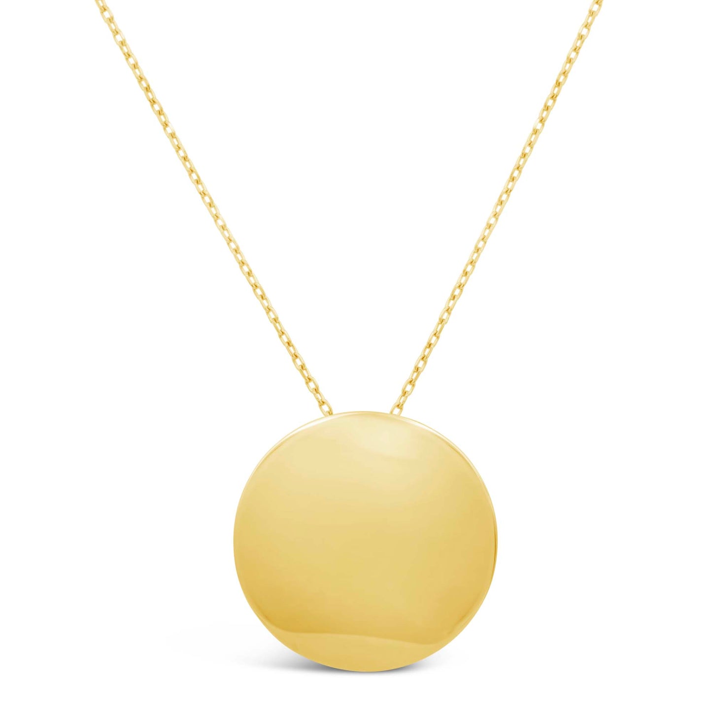 14K Yellow Gold Large Concave Disc Pendant Necklace