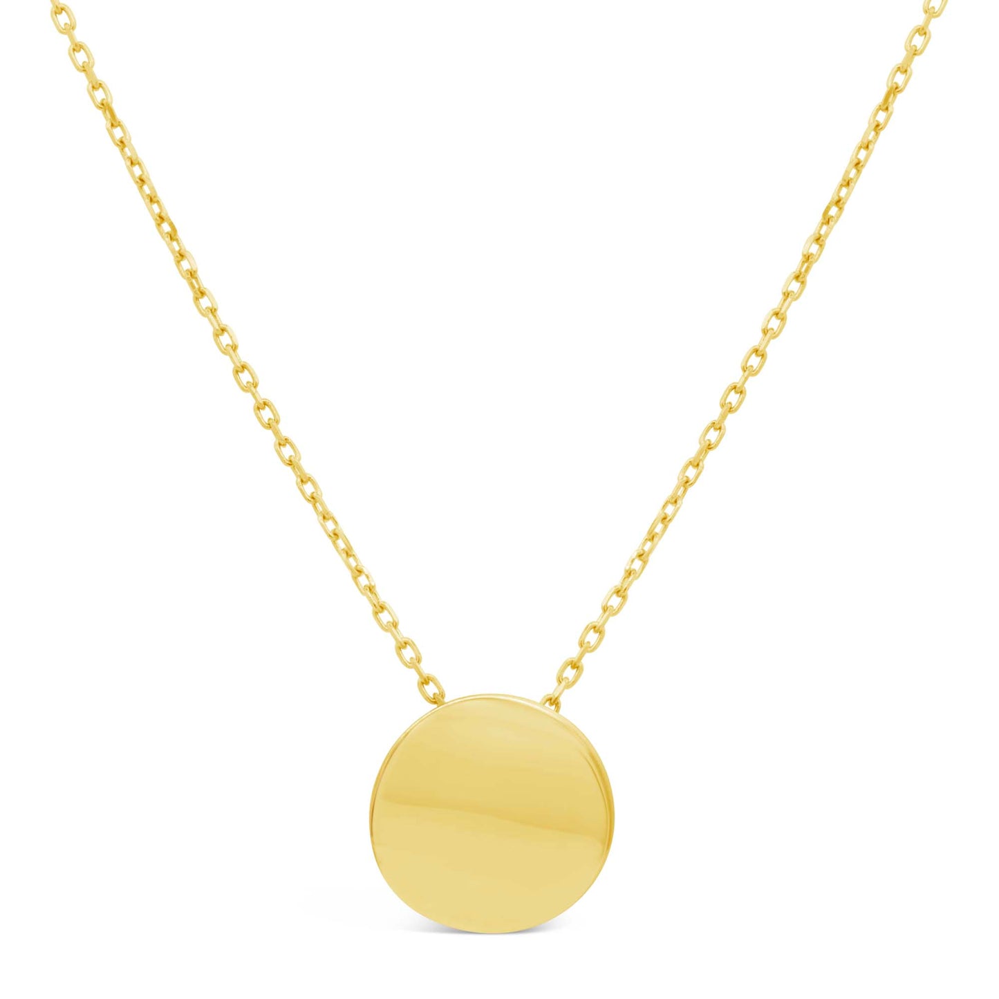 14K Yellow Gold Small Concave Disc Pendant Necklace