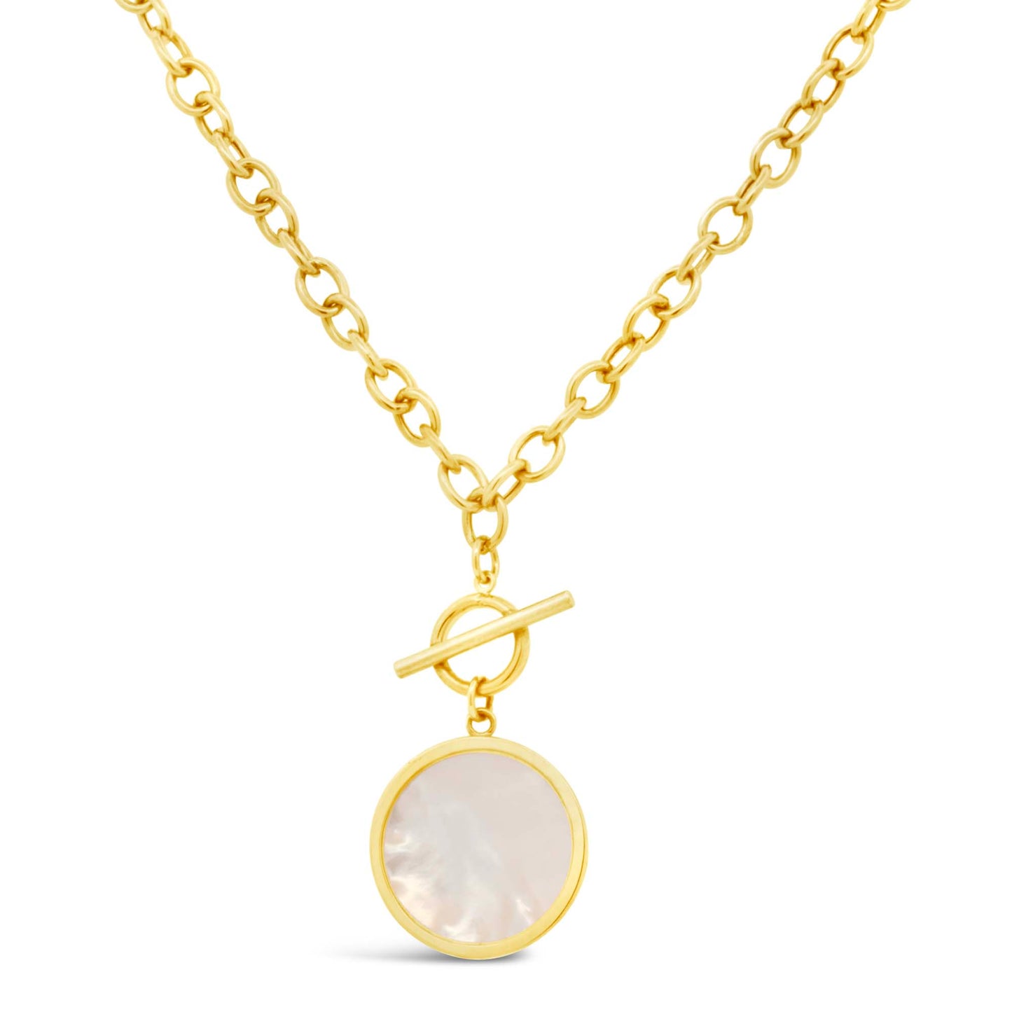 14K Yellow Gold & Mother of Pearl Toggle Pendant Necklace