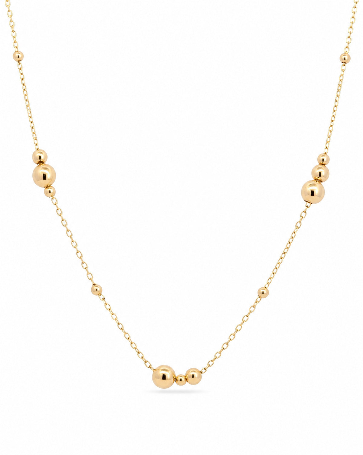 14K Yellow Gold Gradient Bead Station Necklace