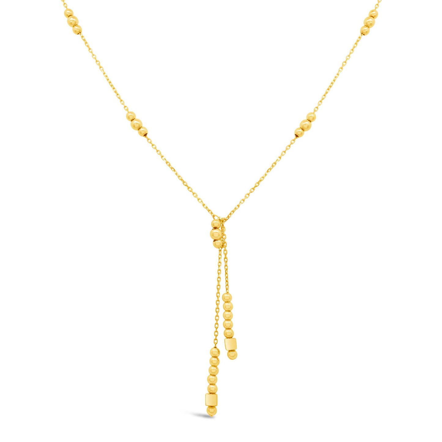 14K Yellow Gold Diamond Cut Beads Lariat Necklace